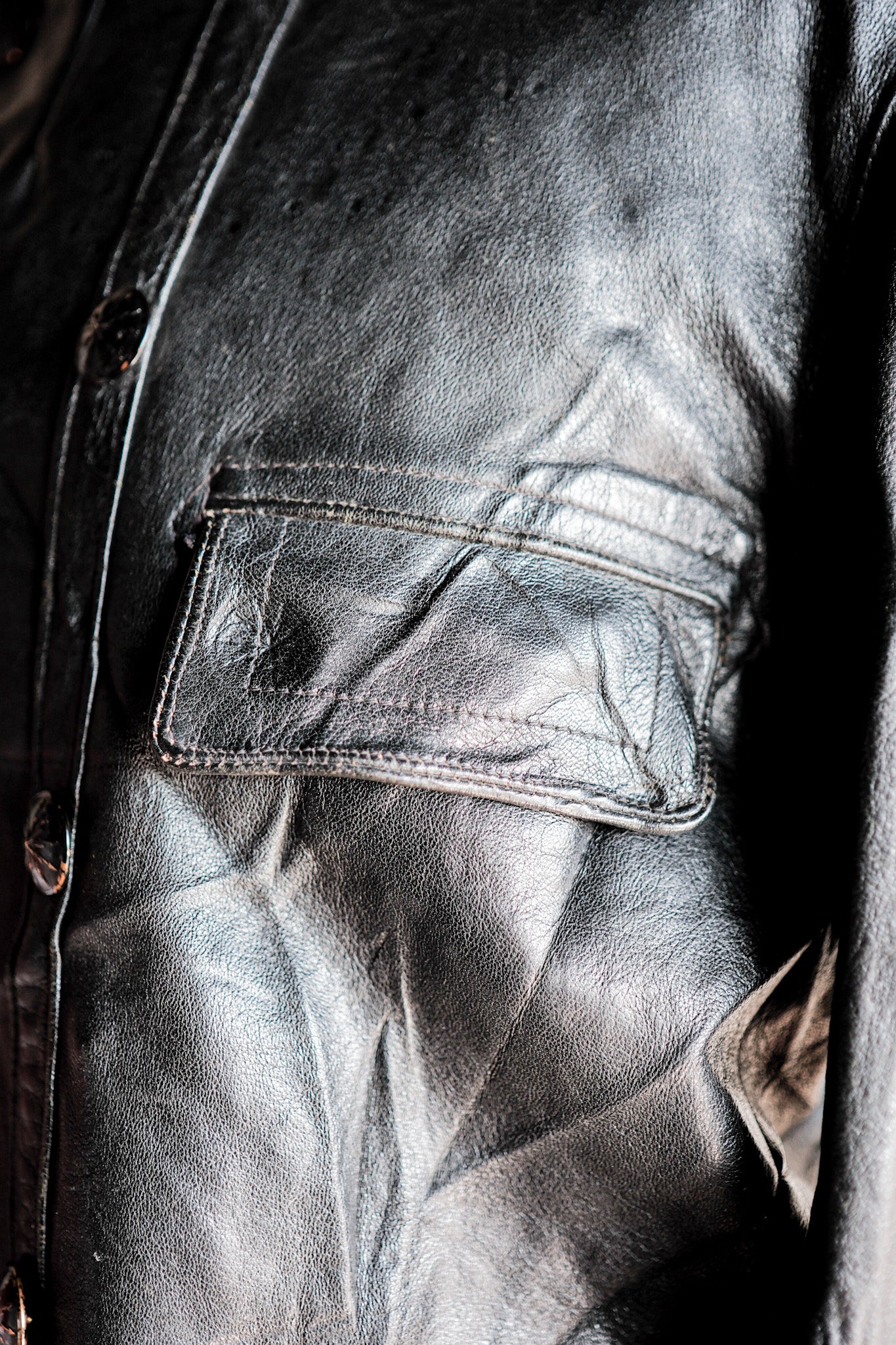 【~40's】Swedish Vintage Double Breasted Leather Jacket
