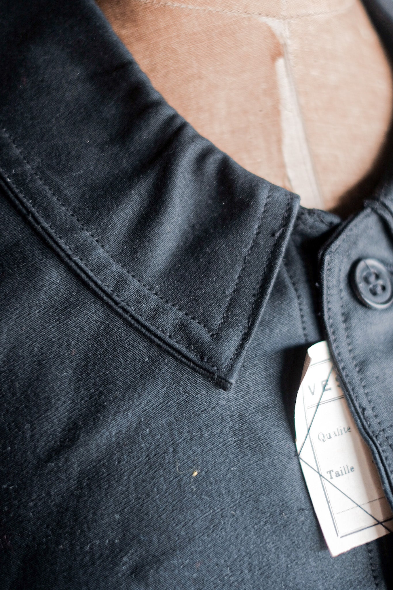 【~30's】French Vintage Black Moleskin Work Jacket "Dead Stock"