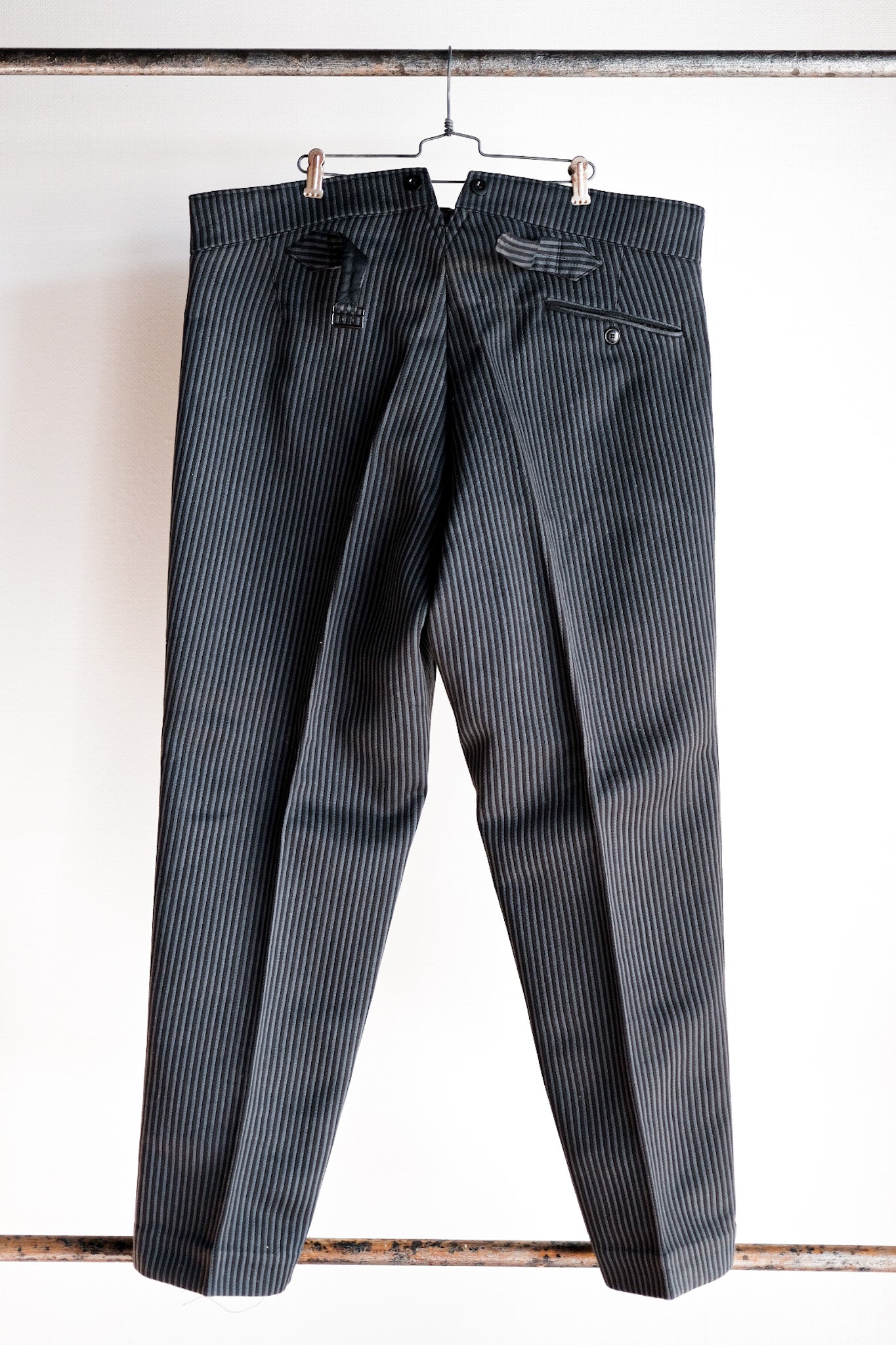 【 ~ 30's 】 French Vintage Cotton Pique Pique Striped Pants "Dead Stock"