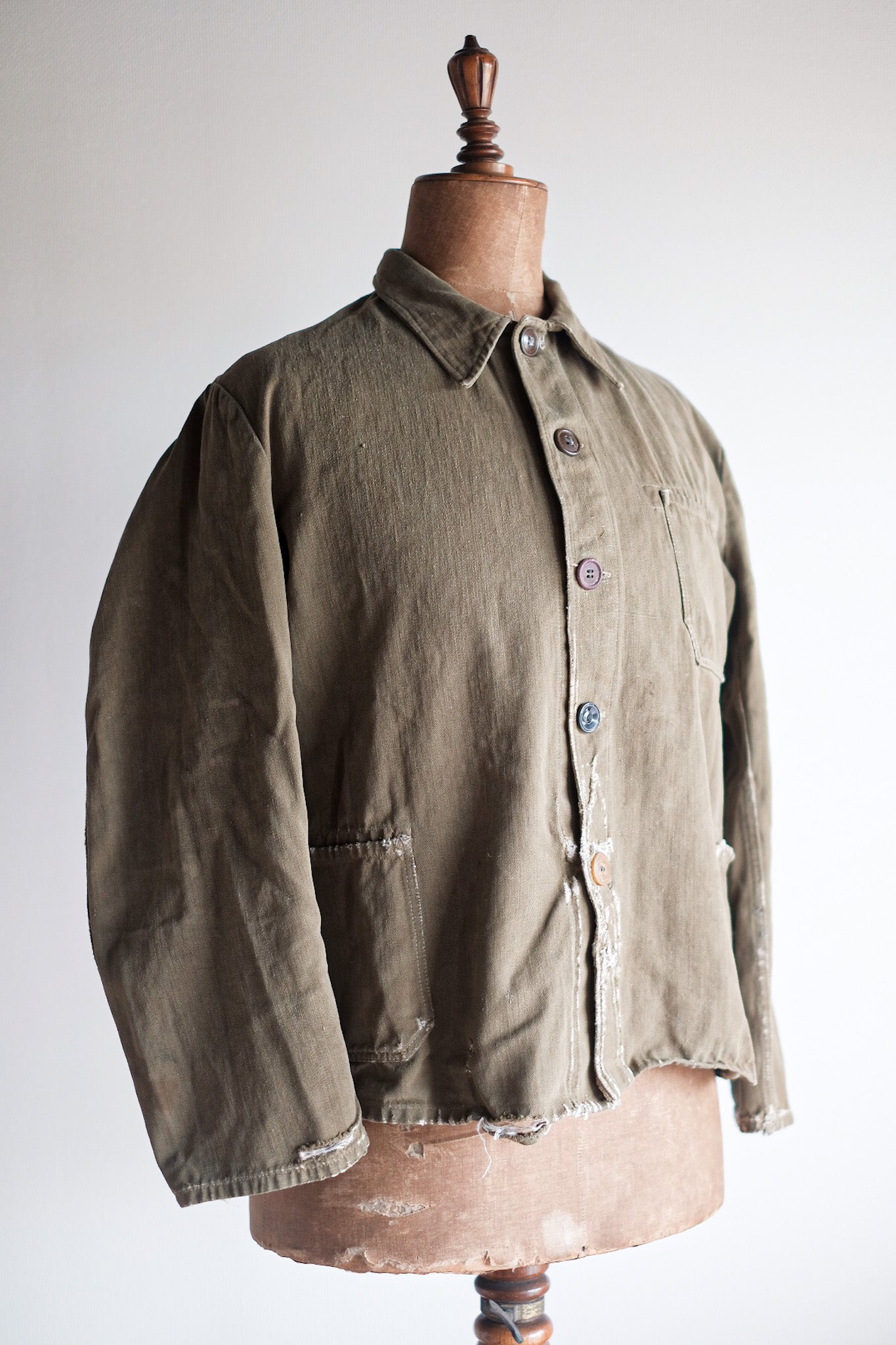 【~30's】German Vintage Green Cotton Work Jacket