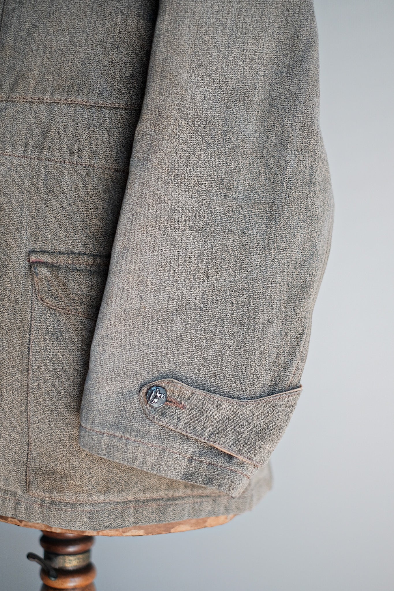 【~30's】French Vintage Brown Cotton Salt & Pepper Hunting Jacket