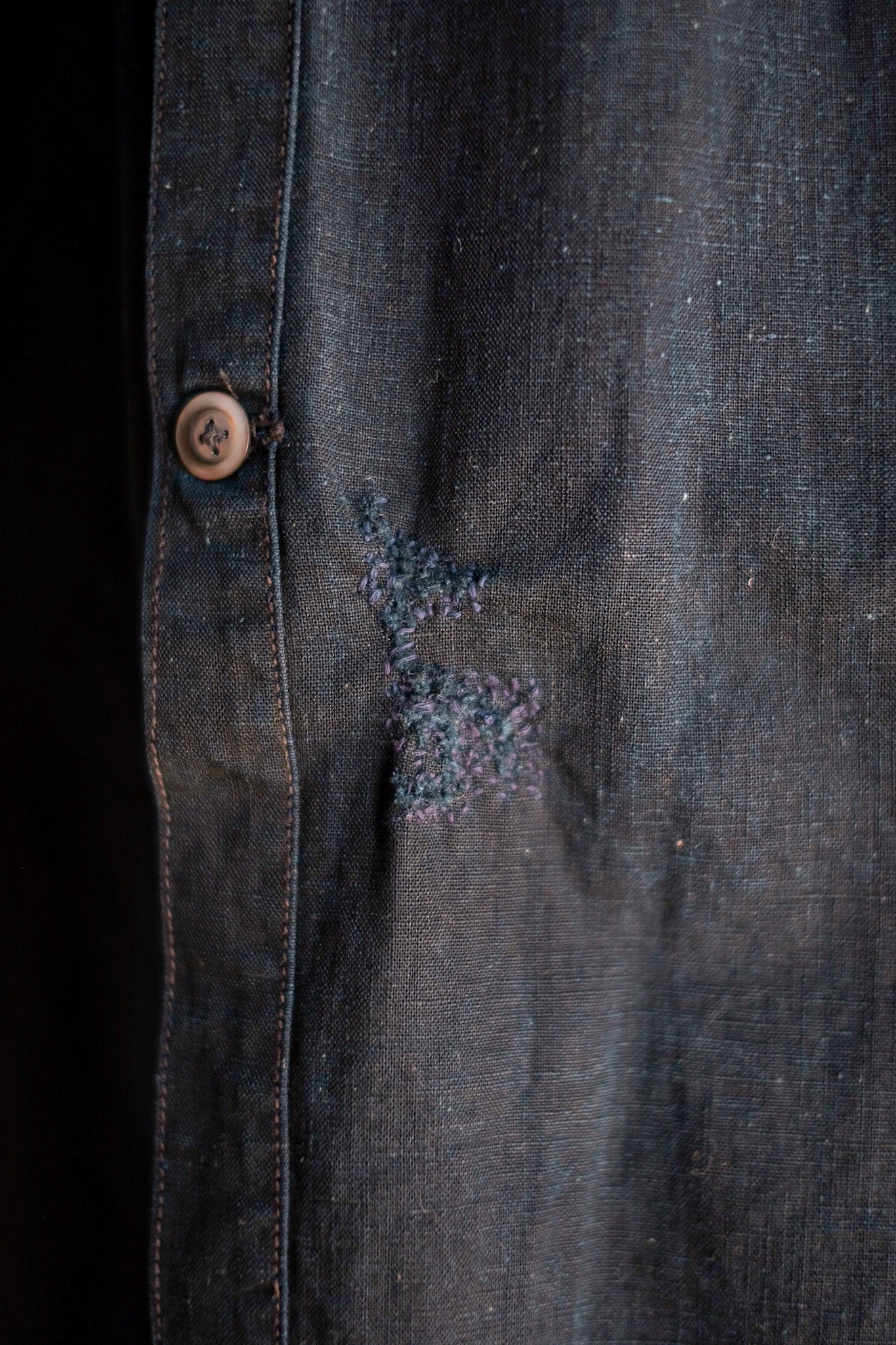 【Early 20th C】French Antique Indigo Metis Smock Open Type "Biaude"