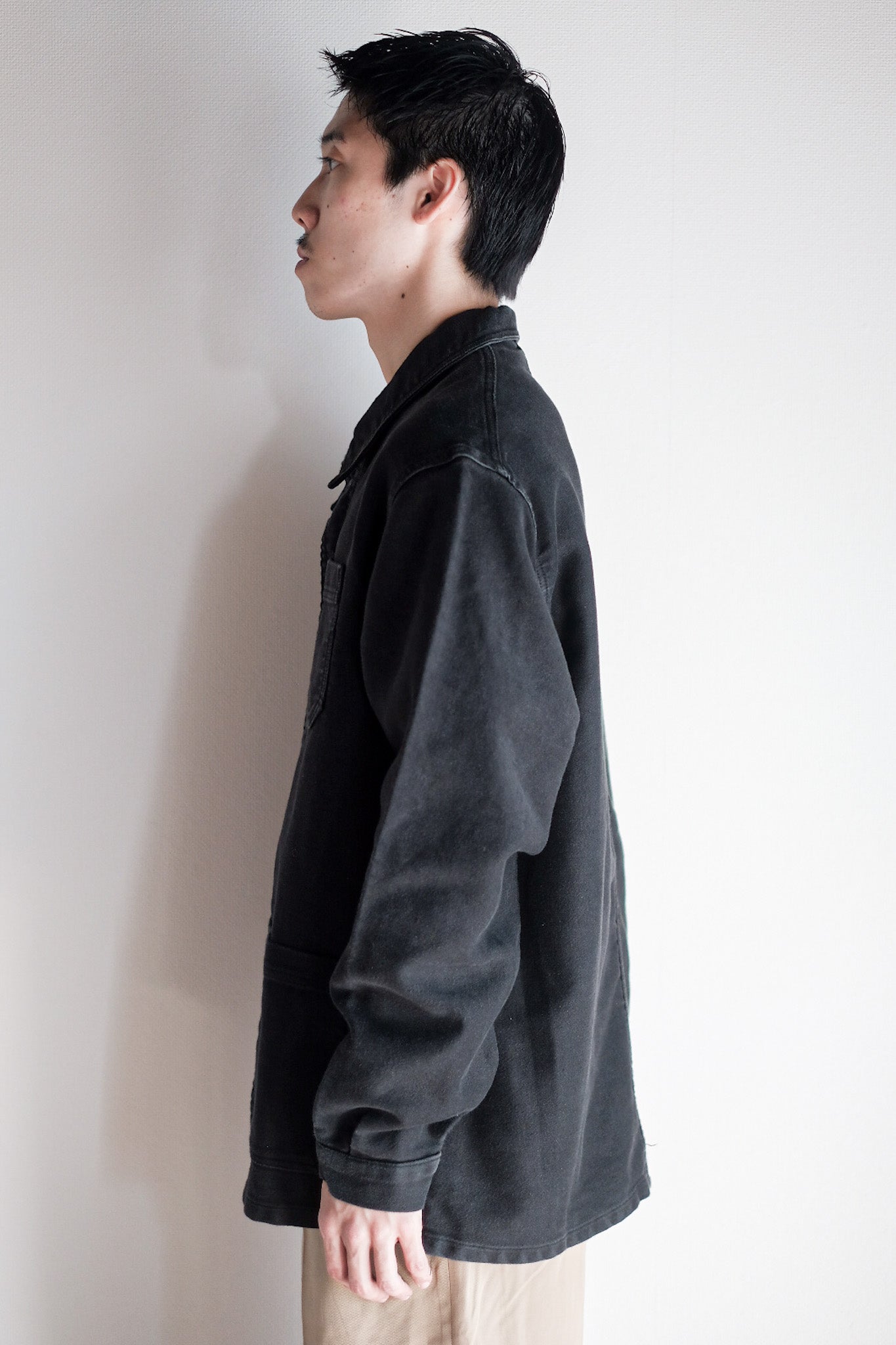 【~50's】French Vintage Black Moleskin Work Jacket