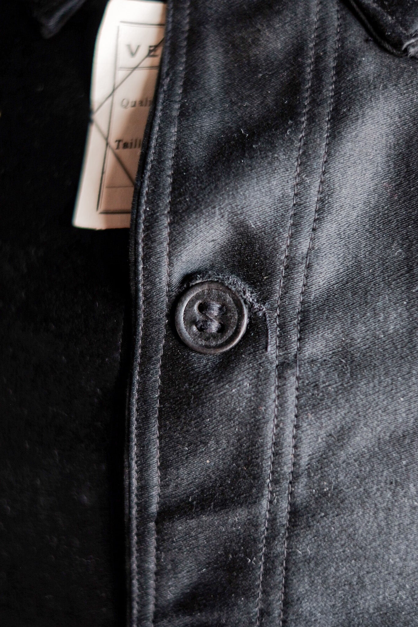 【~30's】French Vintage Black Moleskin Work Jacket "Dead Stock"