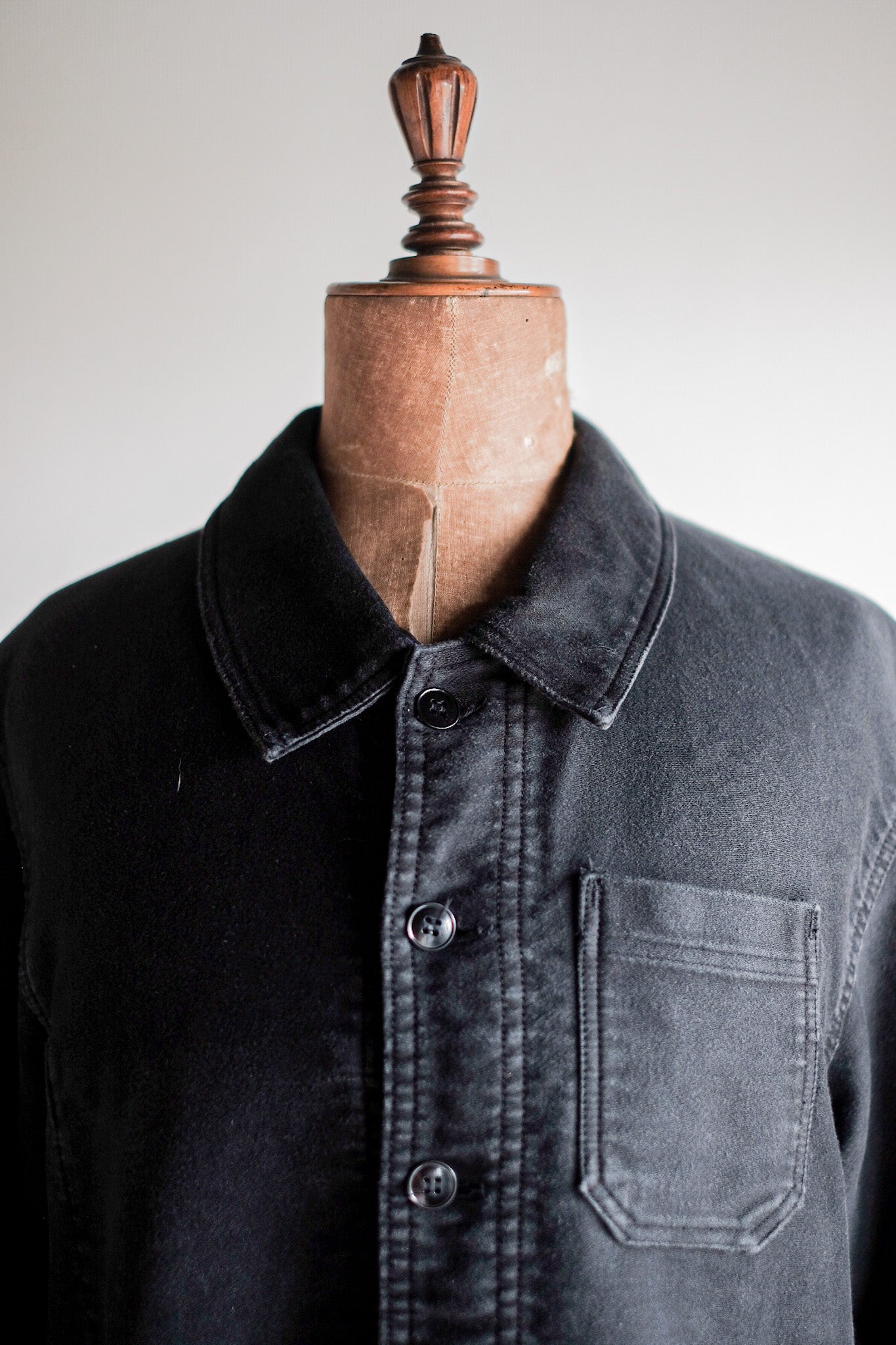 【~50's】French Vintage Black Moleskin Work Jacket
