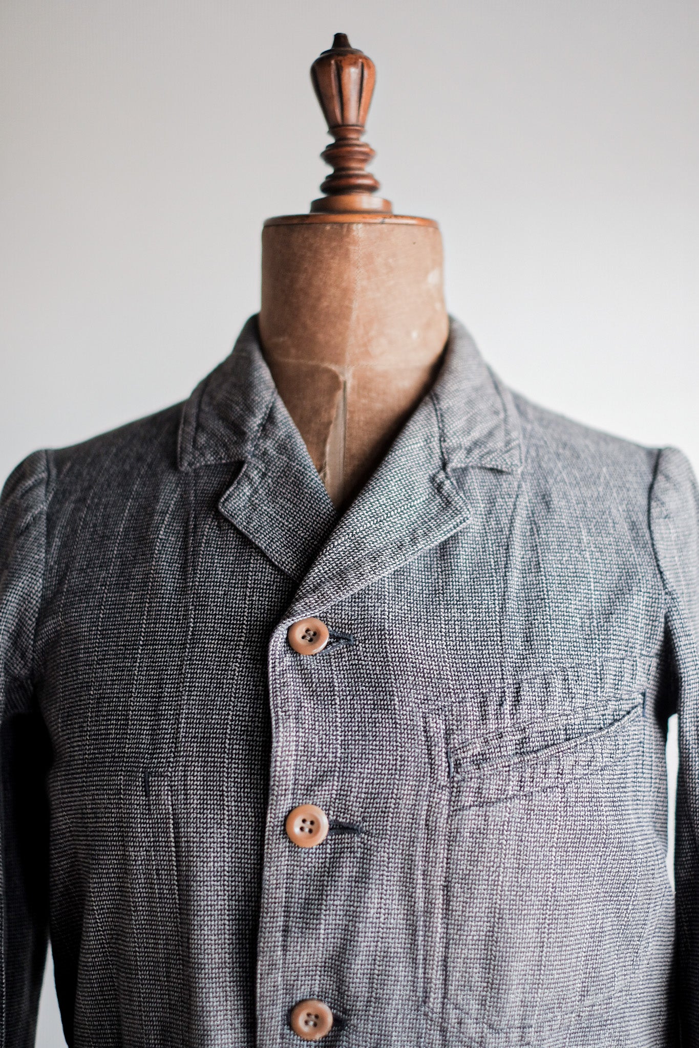 【~30's】French Vintage Cotton Checked Sack Jacket