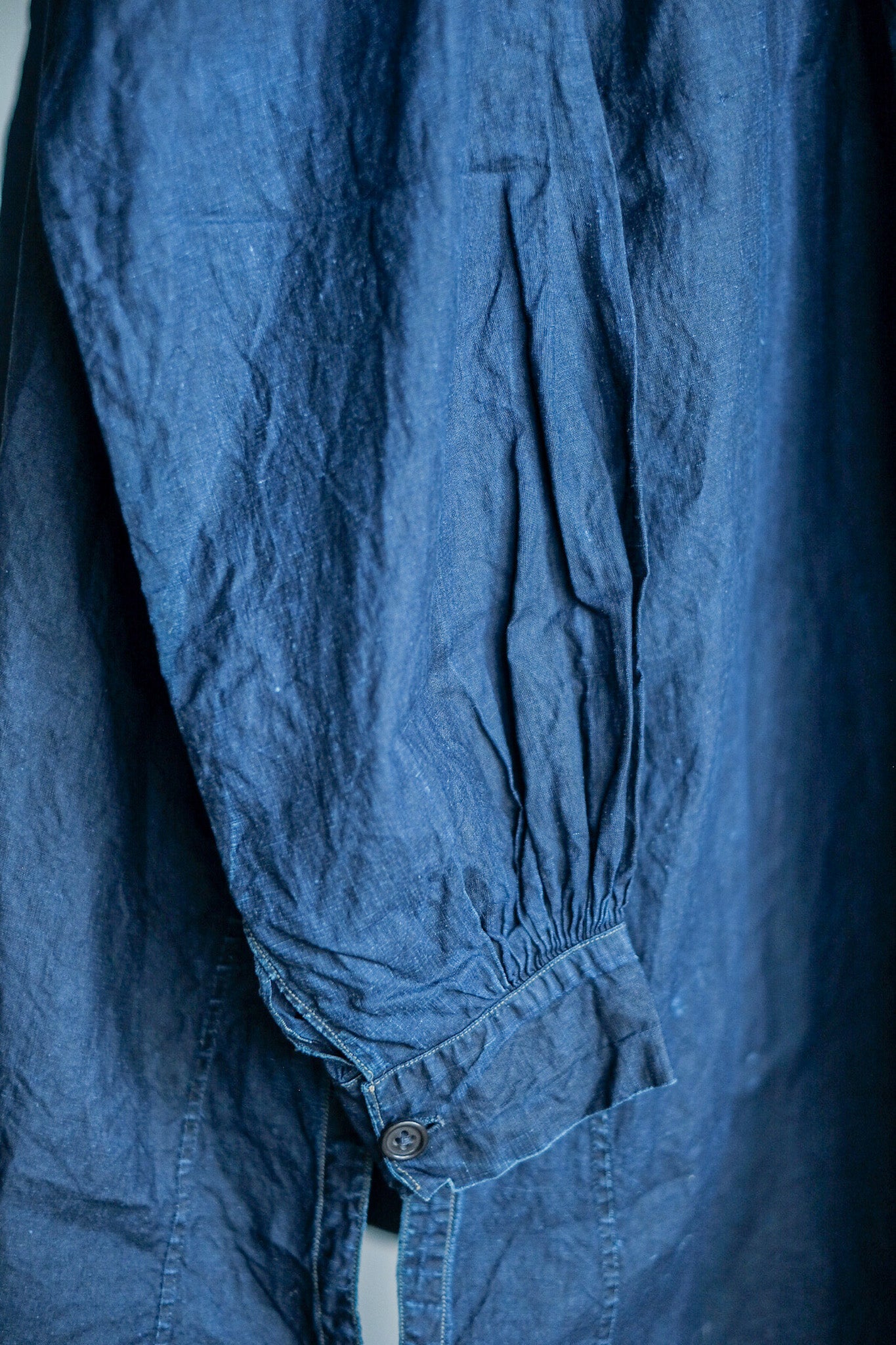 【Early 20th C】French Antique Indigo Linen Smock "Biaude"