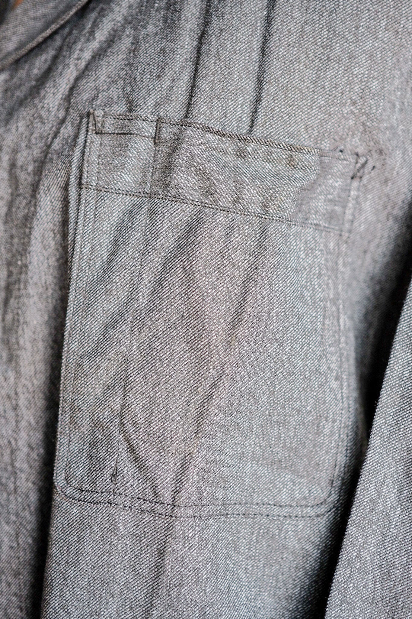 【~40's】French Vintage Black Chambray Atelier Coat “Dead Stock”