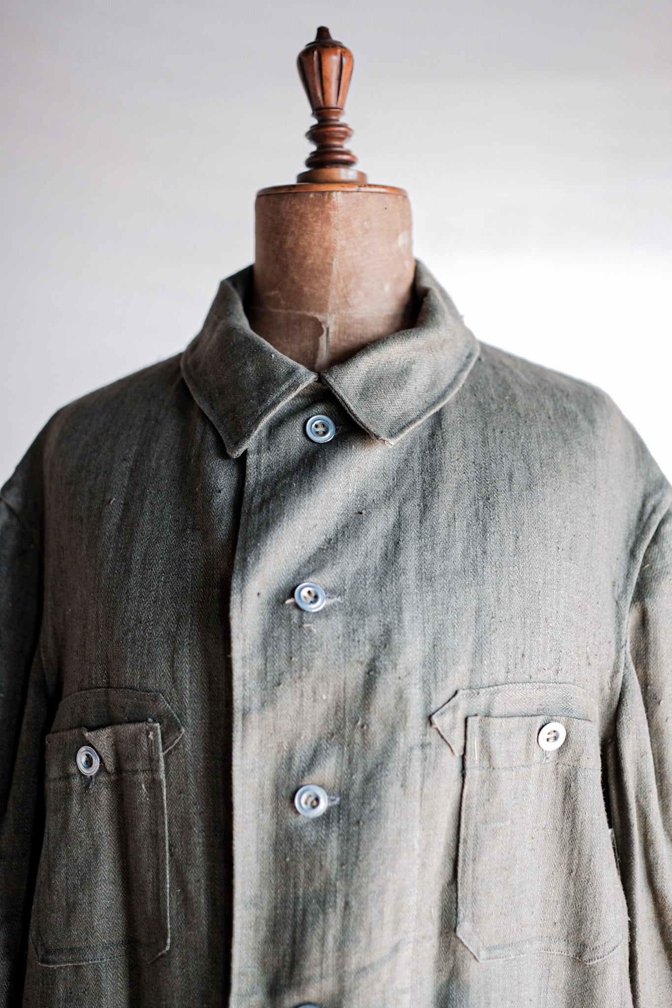 【~30's】German Air Force Green Linen HBT Jacket "Luftwaffe" "Dead Stock"