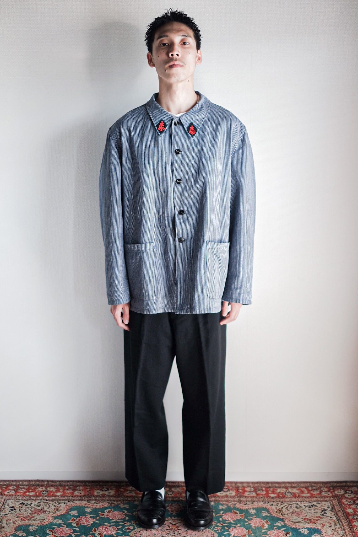 【~50's】French Vintage Cotton Striped Work Jacket "CGT"