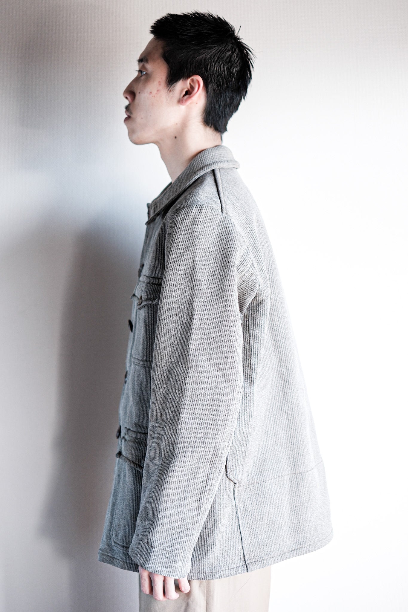 【~50's】French Vintage Gray Cotton Pique Hunting Jacket