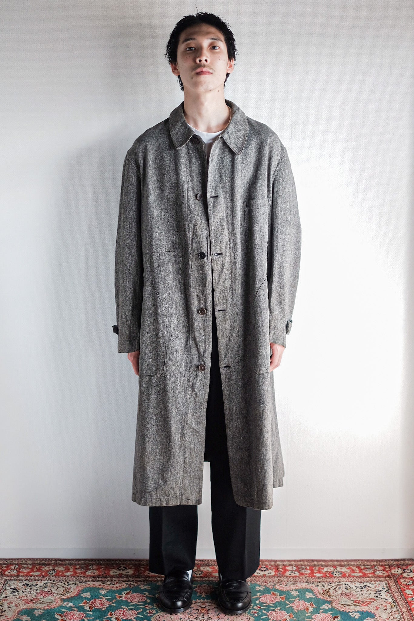 【~40's】French Vintage Black Chambray Atelier Coat
