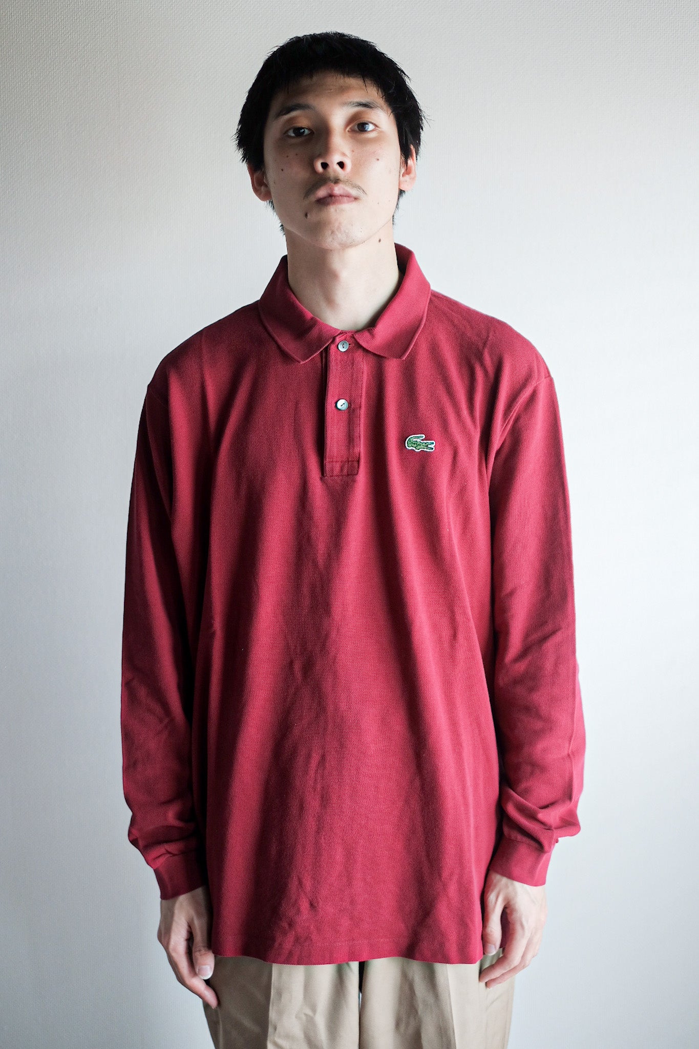 【~80's】CHEMISE LACOSTE L/S Polo Shirt Size.6 "Burgundy"