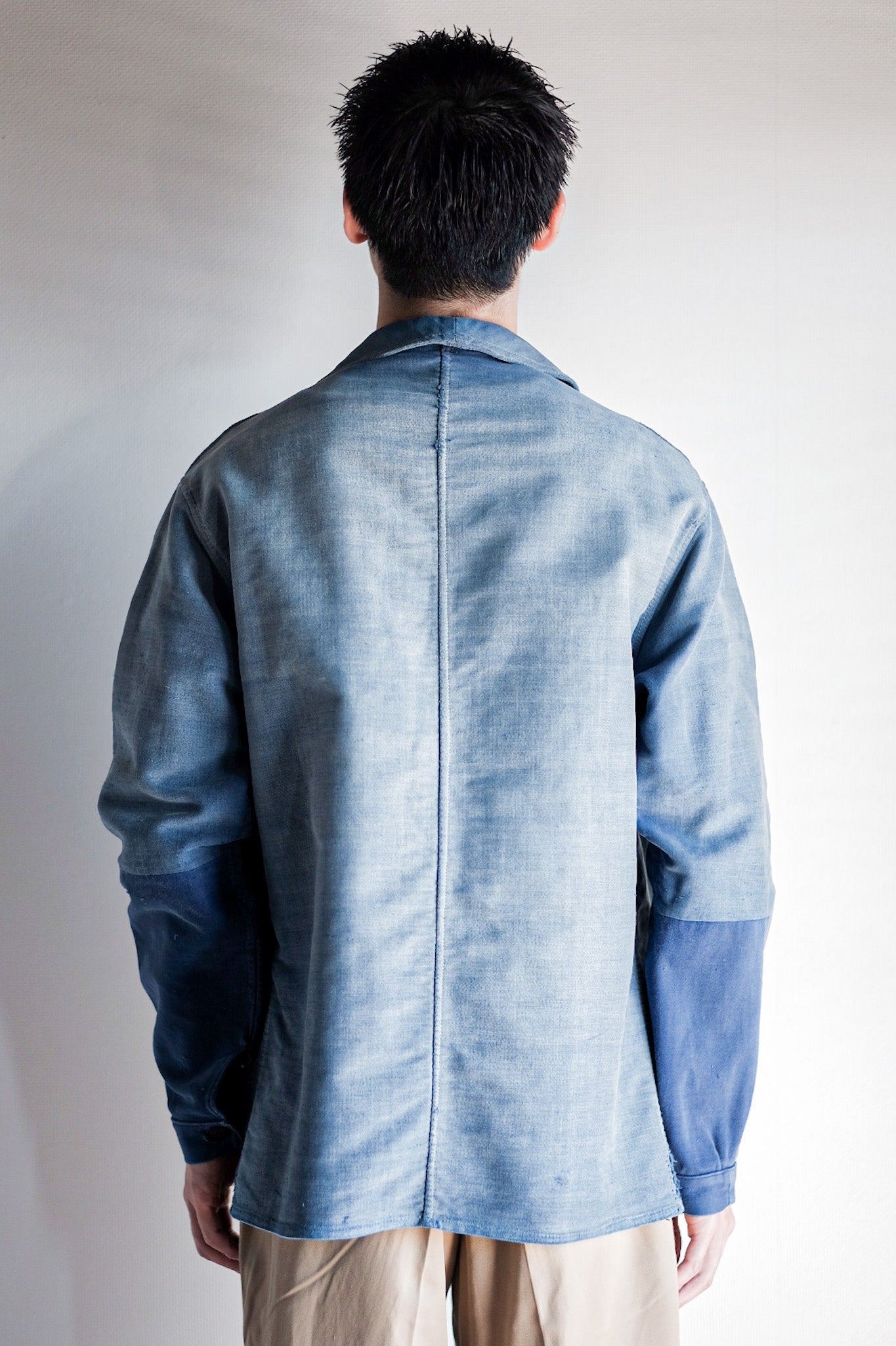 【~40's】French Vintage Blue Moleskin Work Jacket "Le Mont St. Michel"