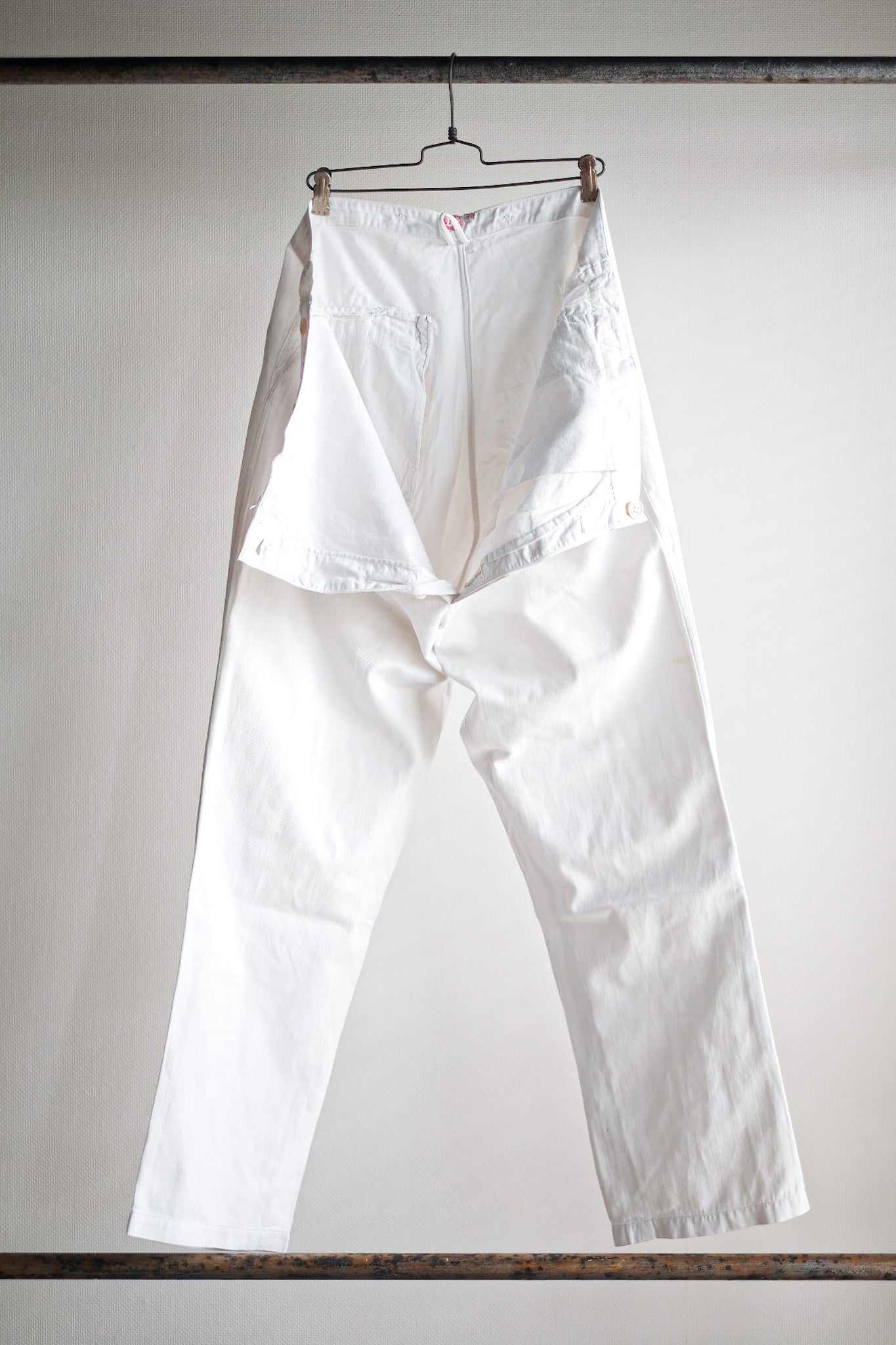 【~40's】German Vintage White Cotton Work Pants