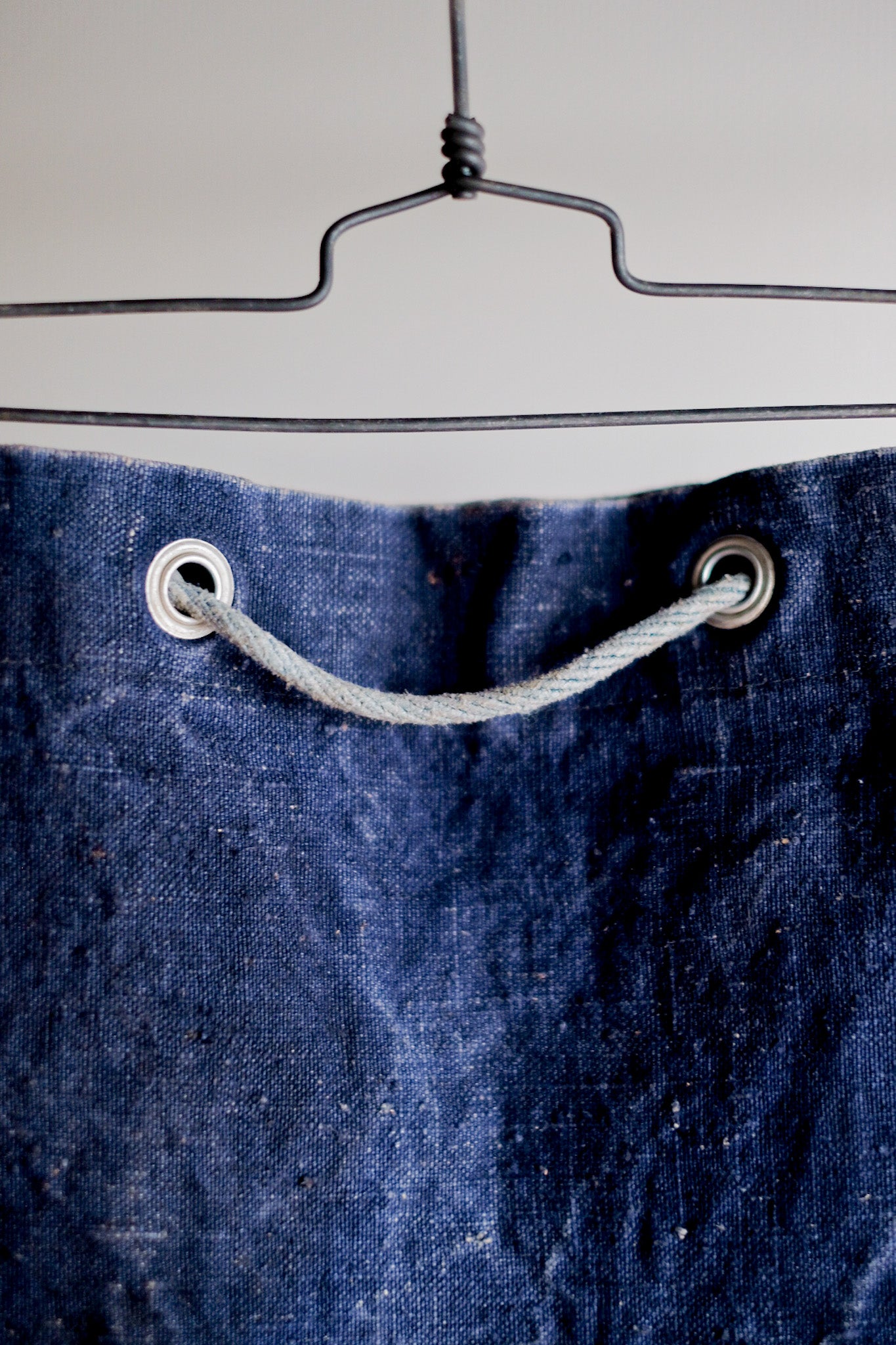 【~30's】French Vintage Indigo Hemp Linen Duffle Bag "MS Lafayette"