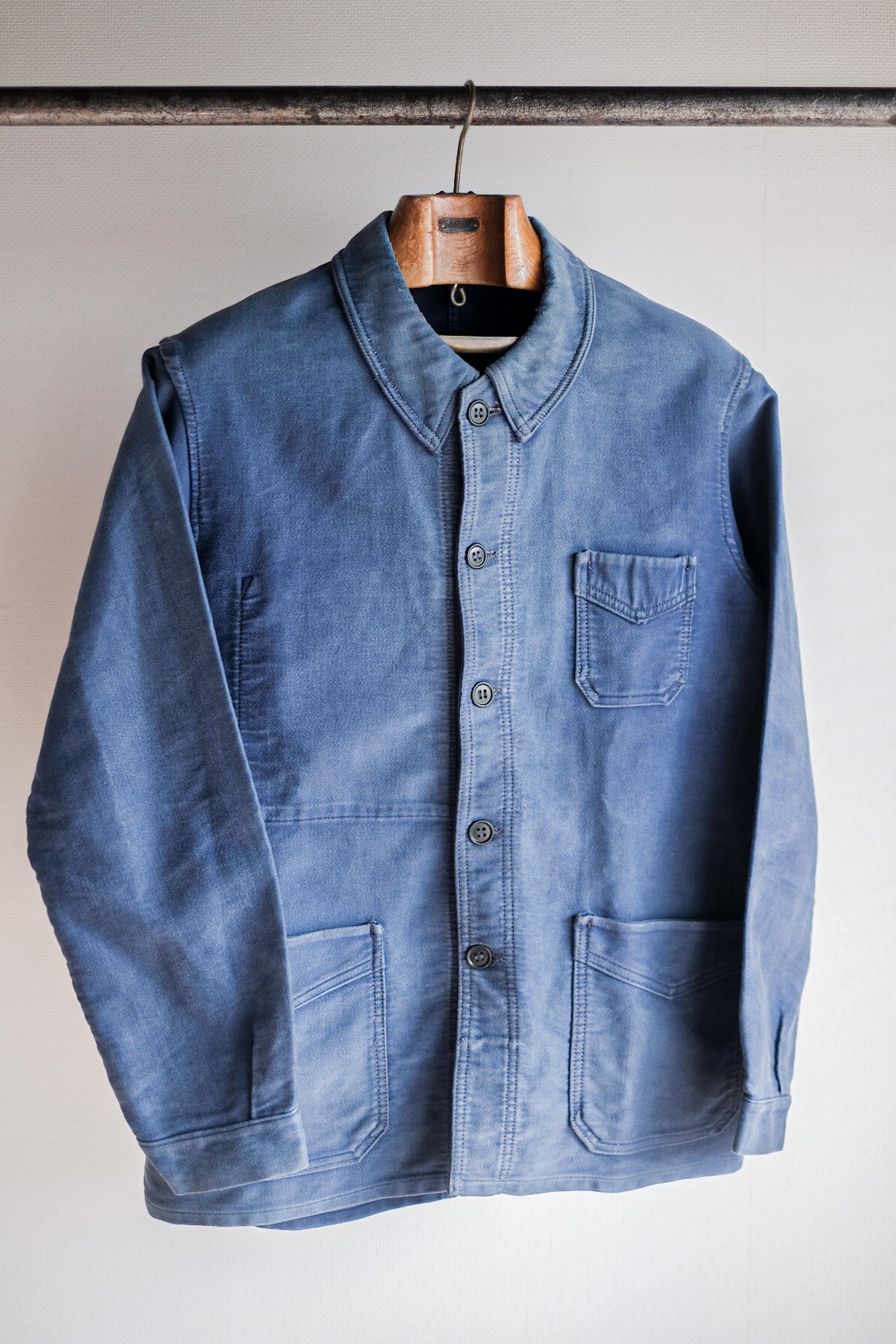 【~40's】French Vintage Blue Moleskin Work Jacket