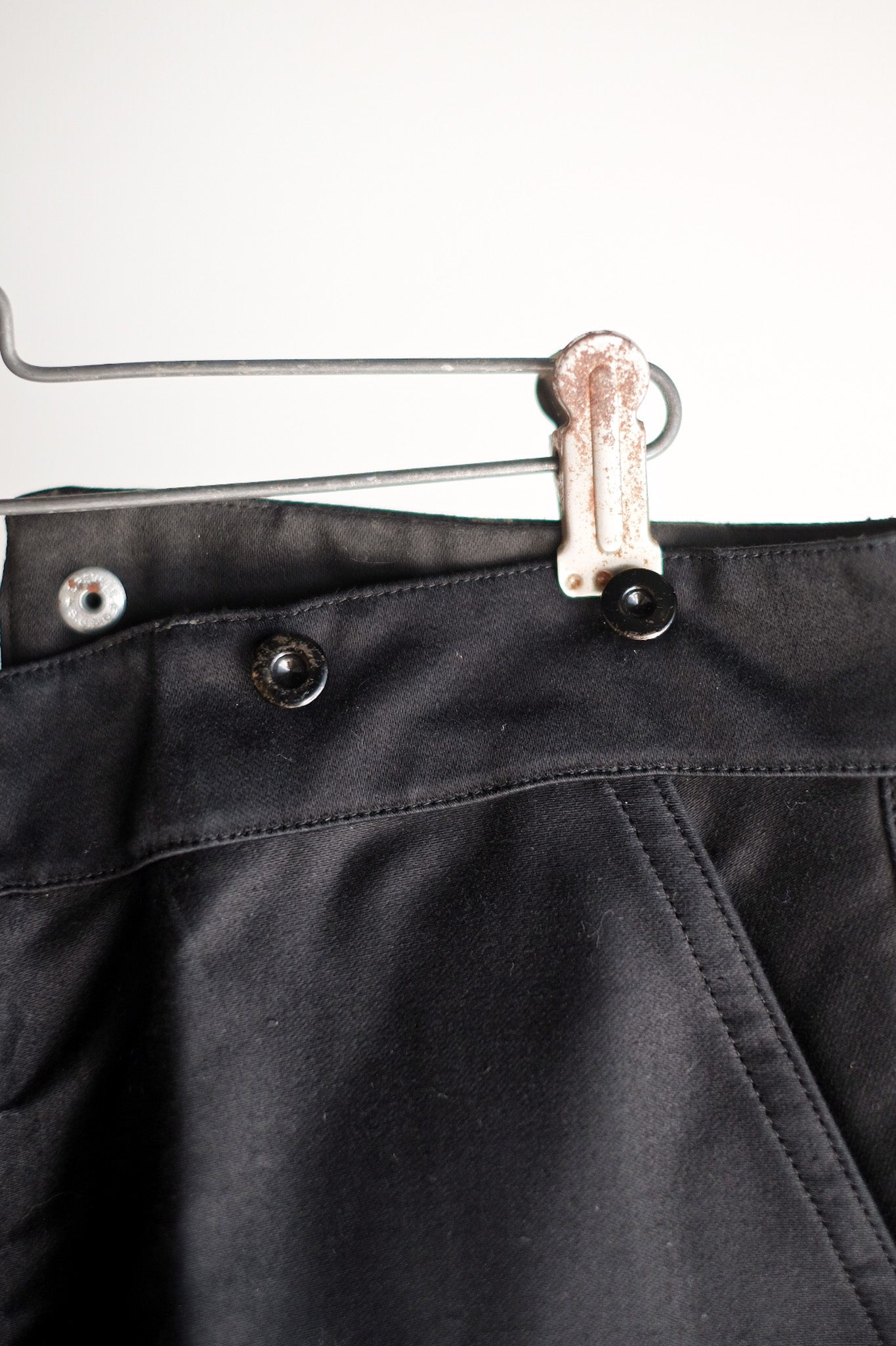 【~40's】French Vintage Black Moleskin Work Pants "Adolphe Lafont" "Dead Stock"
