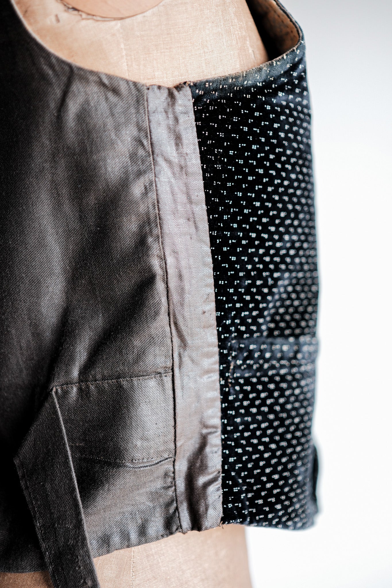 【Late 19th C】French Antique Black Velvet Gilet