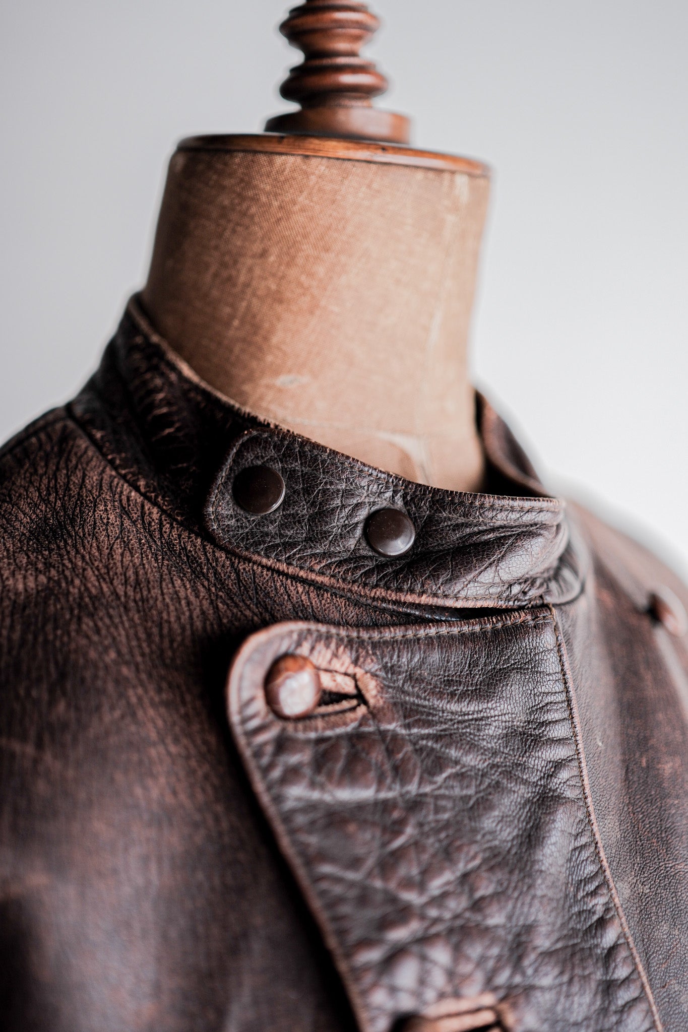 【~30's】German Vintage Double Breasted Motorcycle Leather Jacket