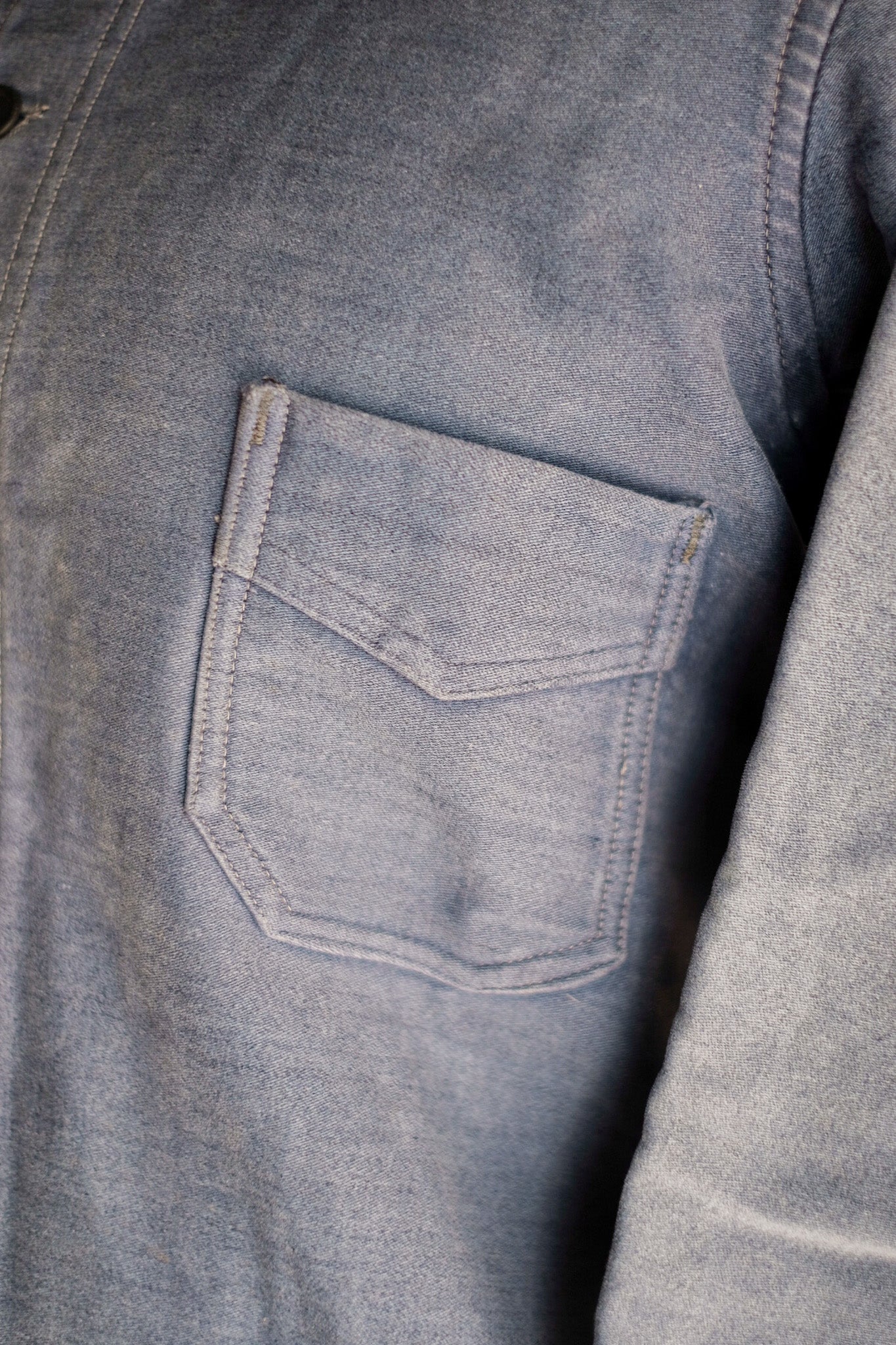 【~40's】French Vintage Blue Moleskin Work Jacket