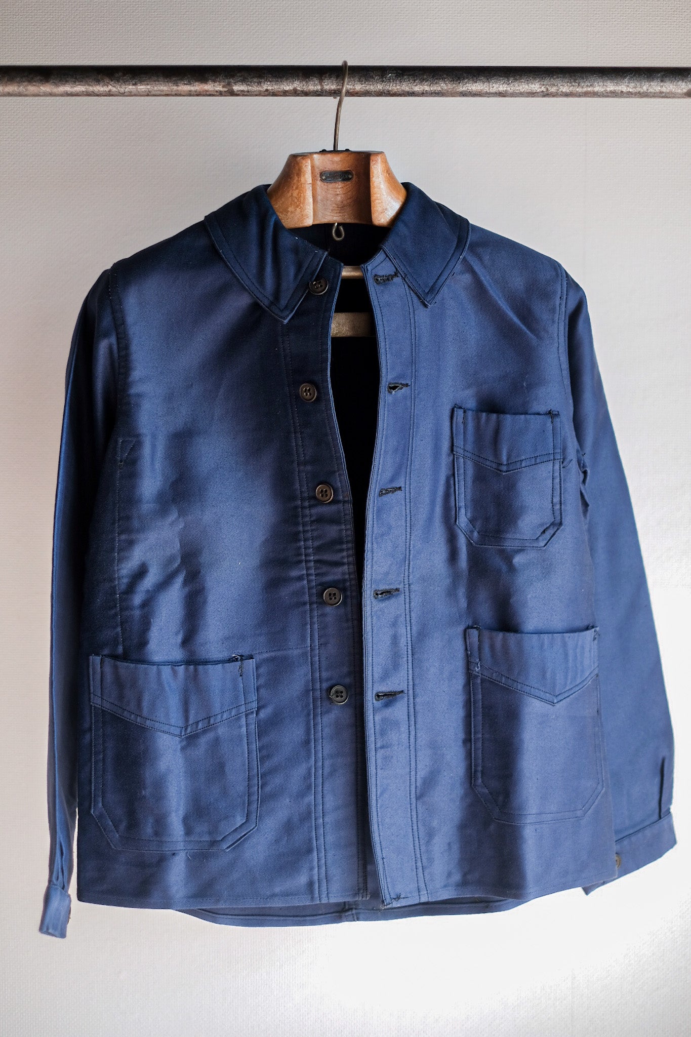 【~40's】French Vintage Blue Moleskin Work Jacket "Dead Stock"
