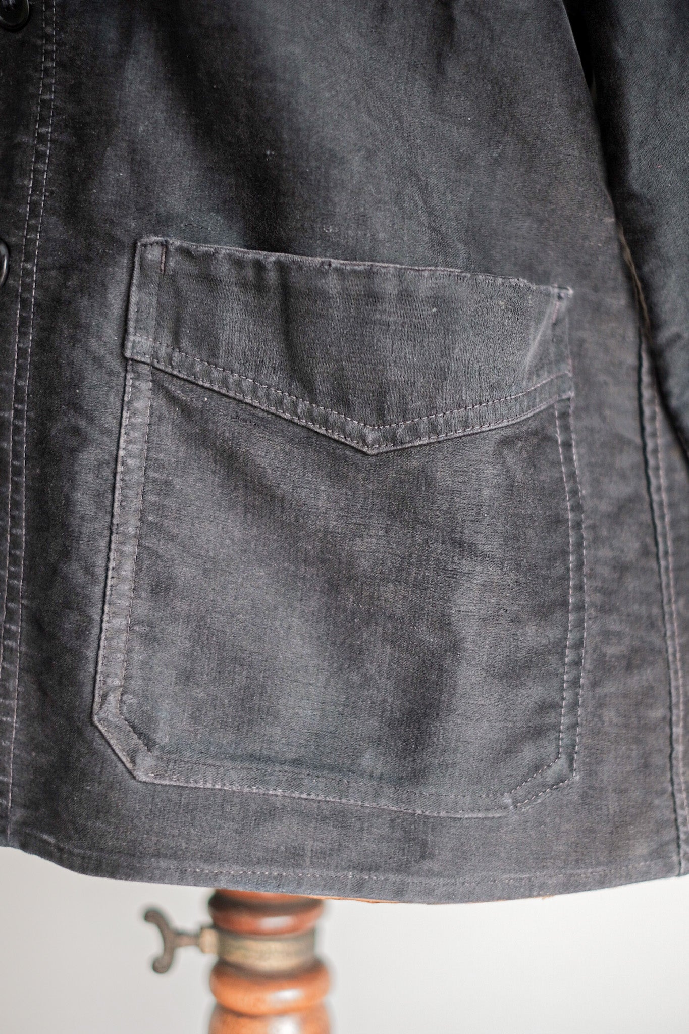 【~40's】French Vintage Black Moleskin Work Jacket "Le Mont St. Michel"