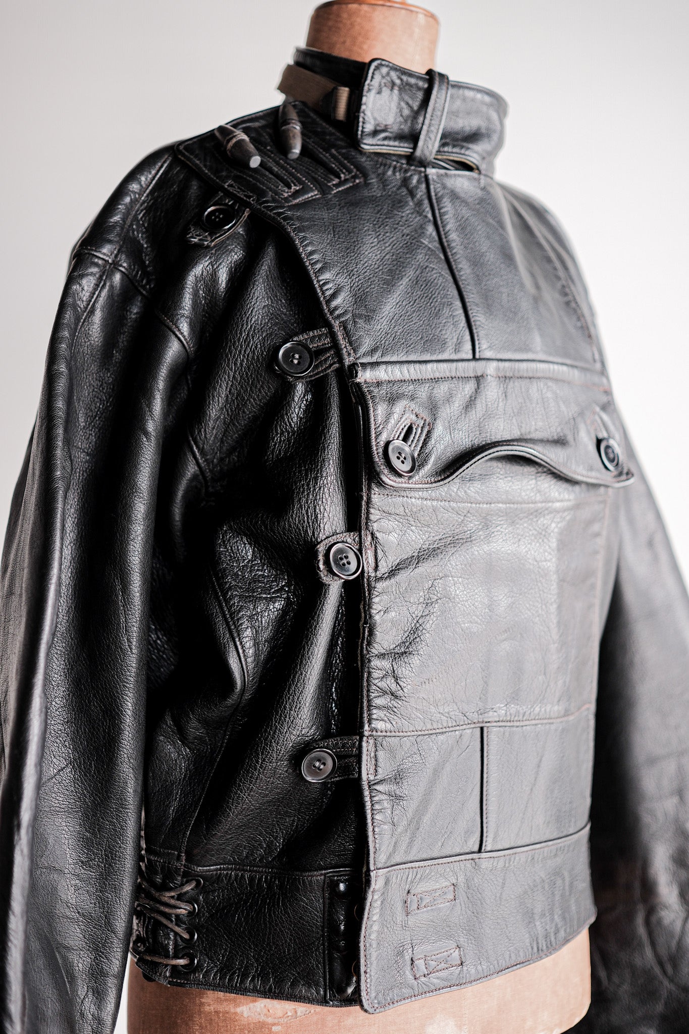 【~50's】Swedish Army Dispatch Rider Leather Motorcycle Jacket