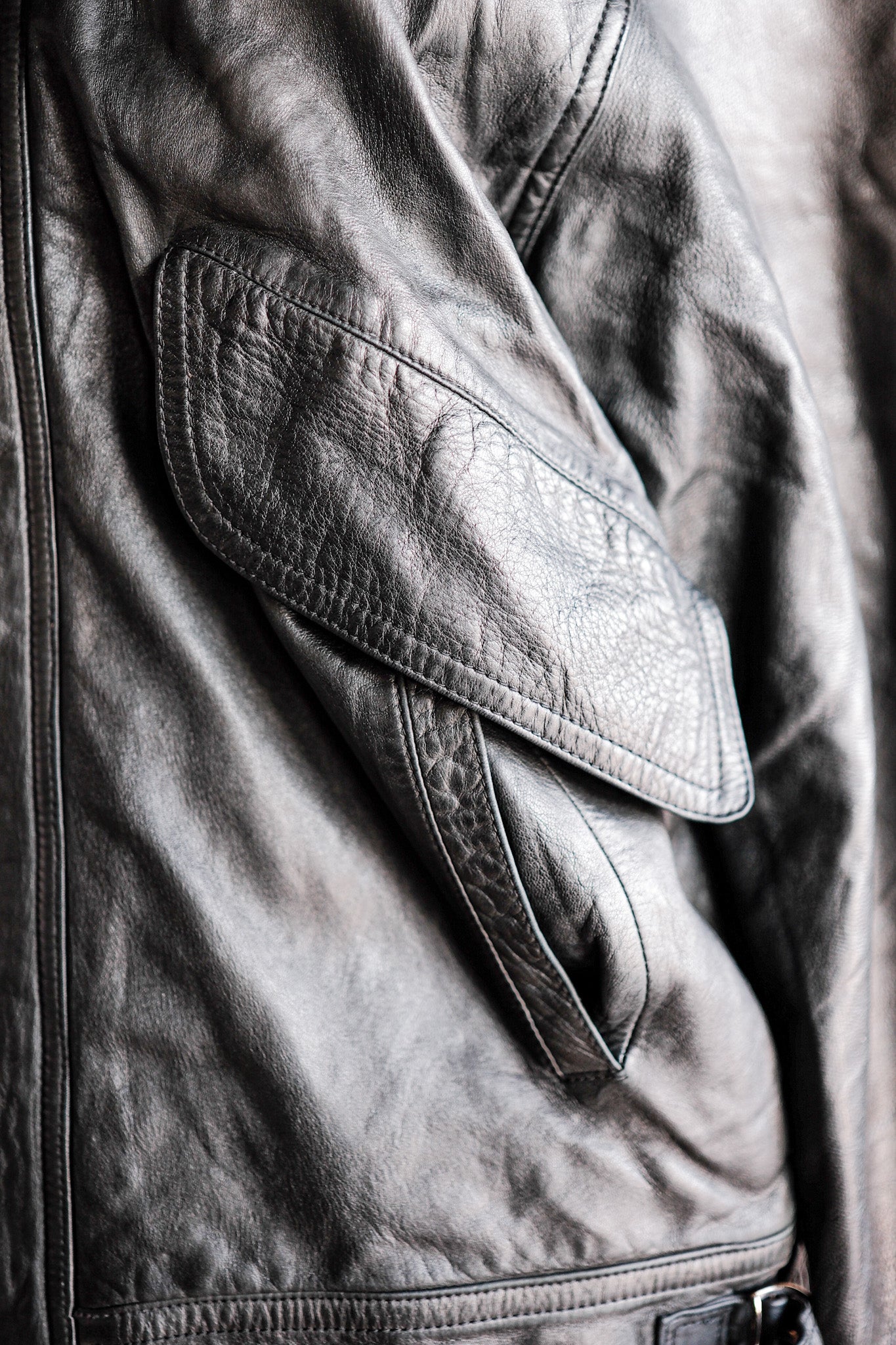 【~80's】Old Gucci Leather Bomber Jacket Size.52