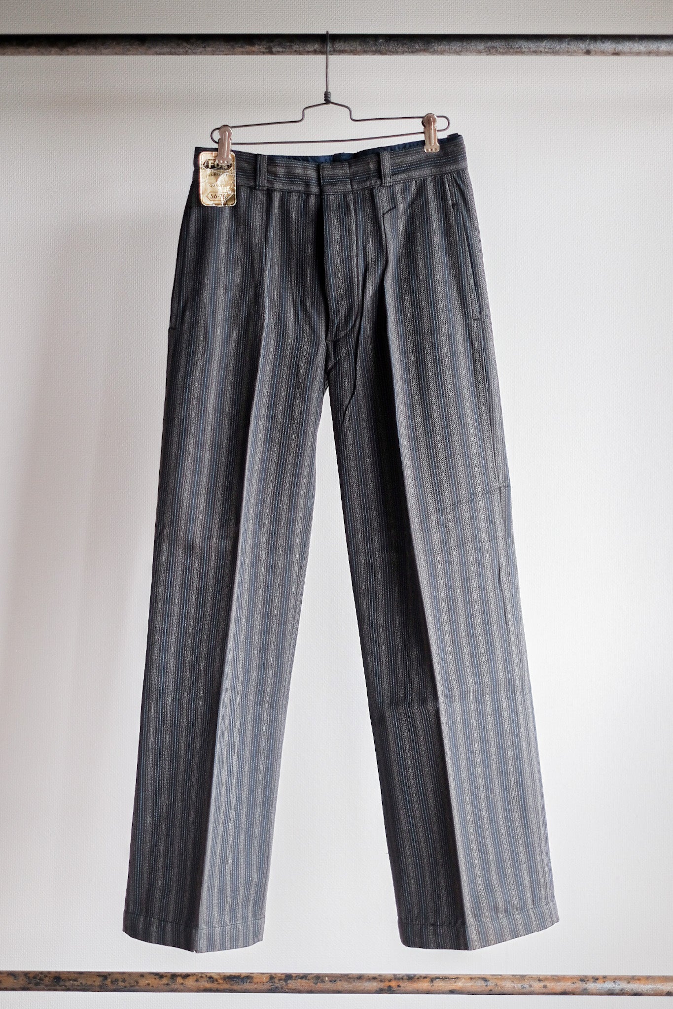 【~40's】French Vintage Cotton Striped Work Pants "Dead Stock"