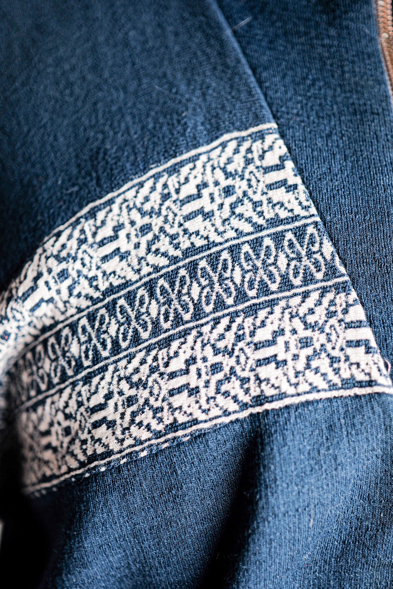 【~50's】French Vintage Full Zip Wool Printed Cardigan