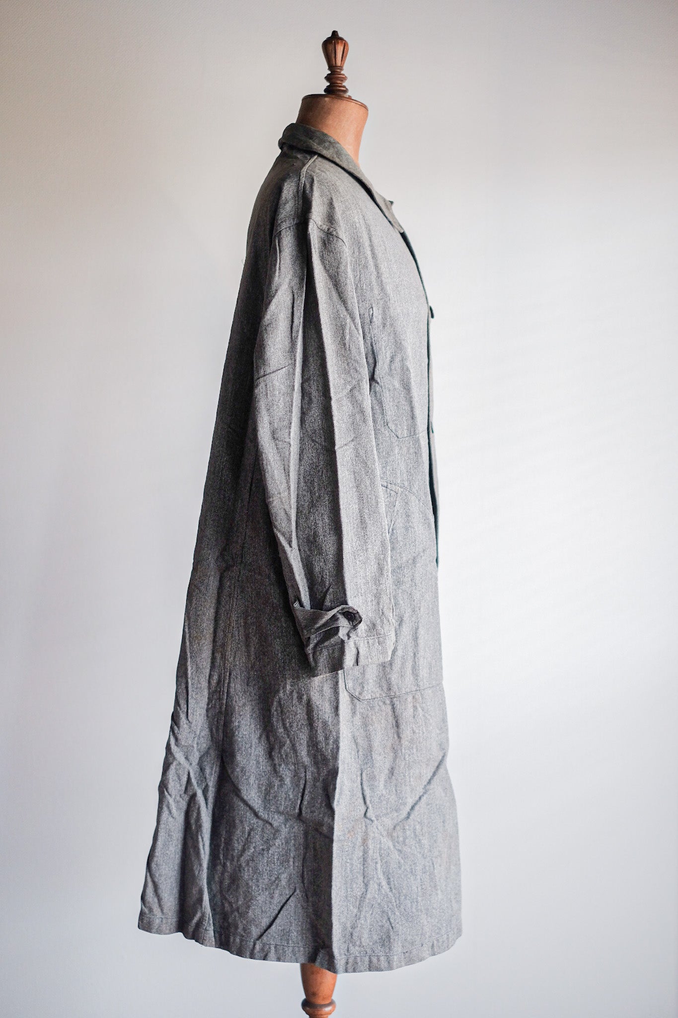 【~40's】French Vintage Black Chambray Atelier Coat