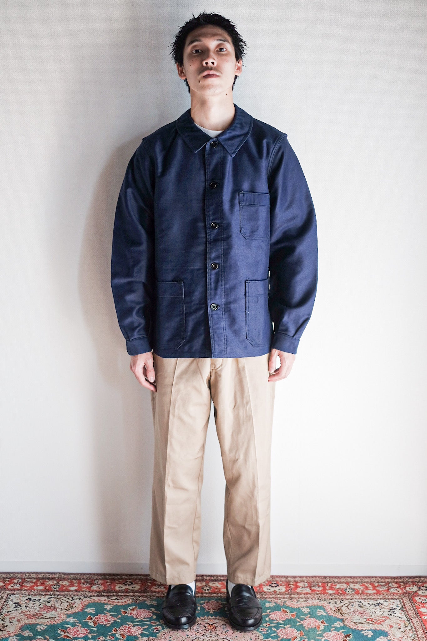 【~40's】French Vintage Blue Moleskin Work Jacket "Dead Stock"