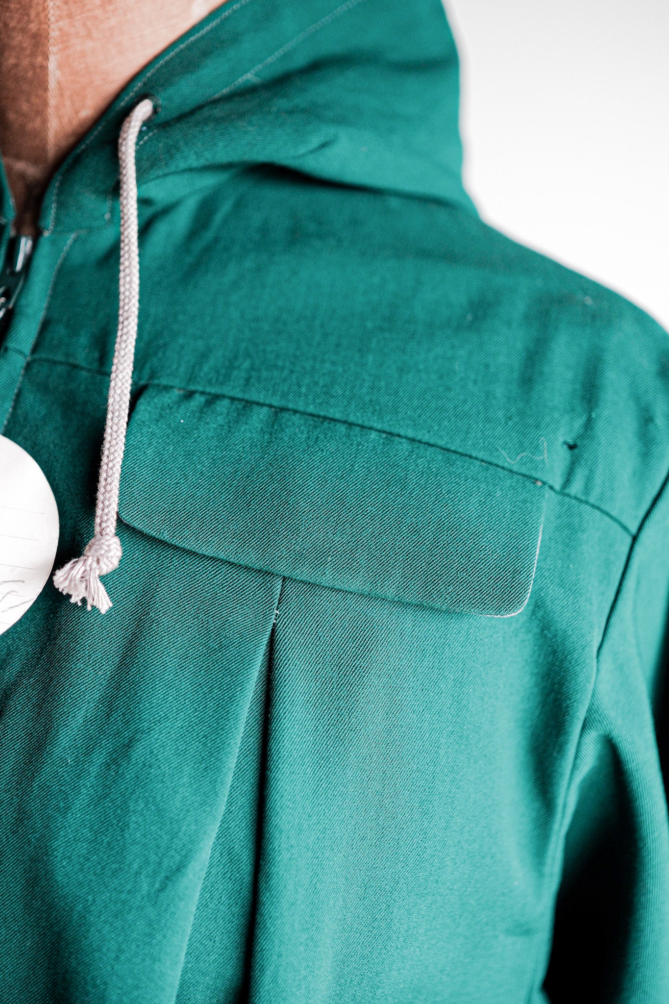 【~50's】French Vintage Green Wool Rayon Hooded Jacket "Dead Stock"