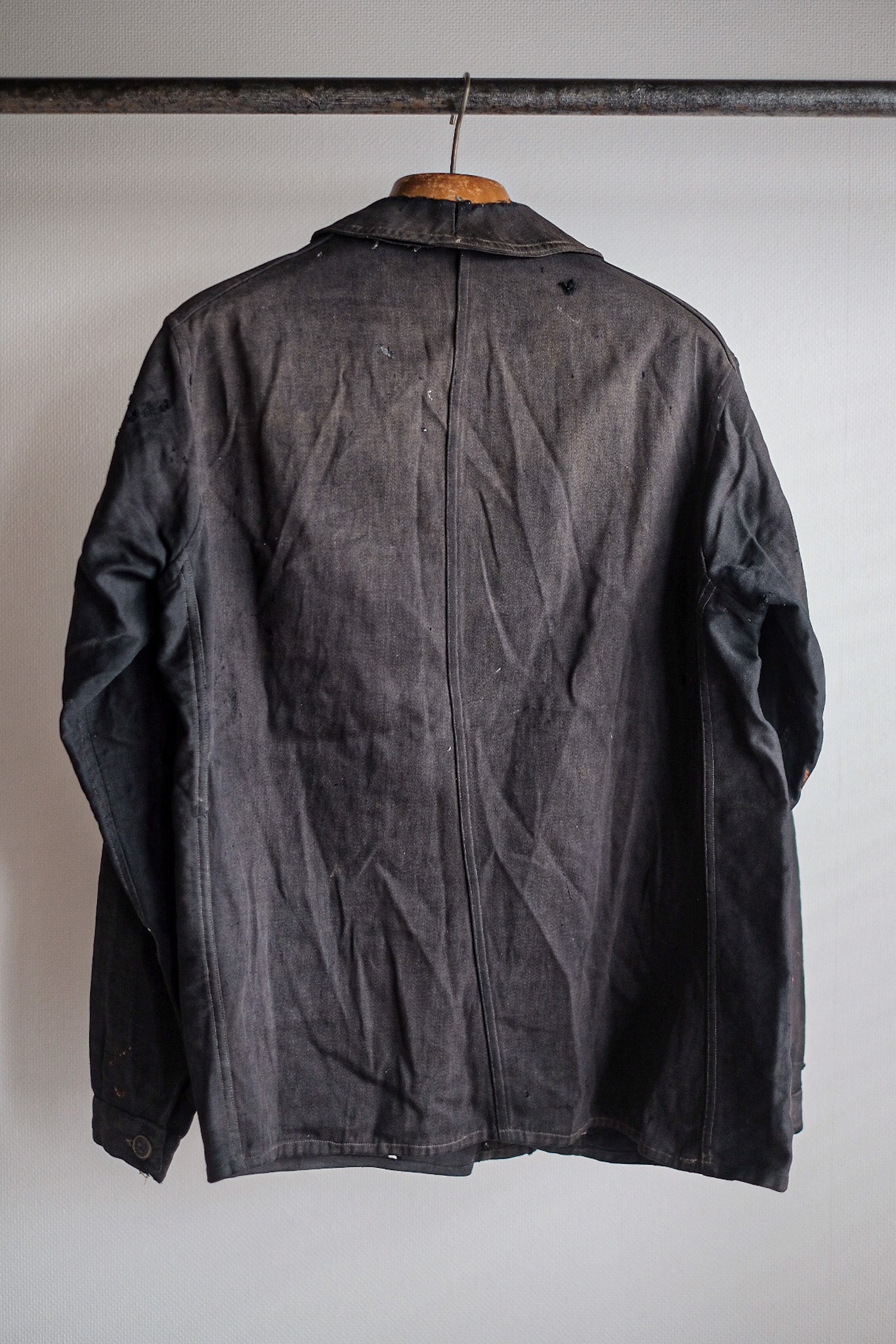 【~20's】French Vintage Black Moleskin Work Jacket "6 Buttons"