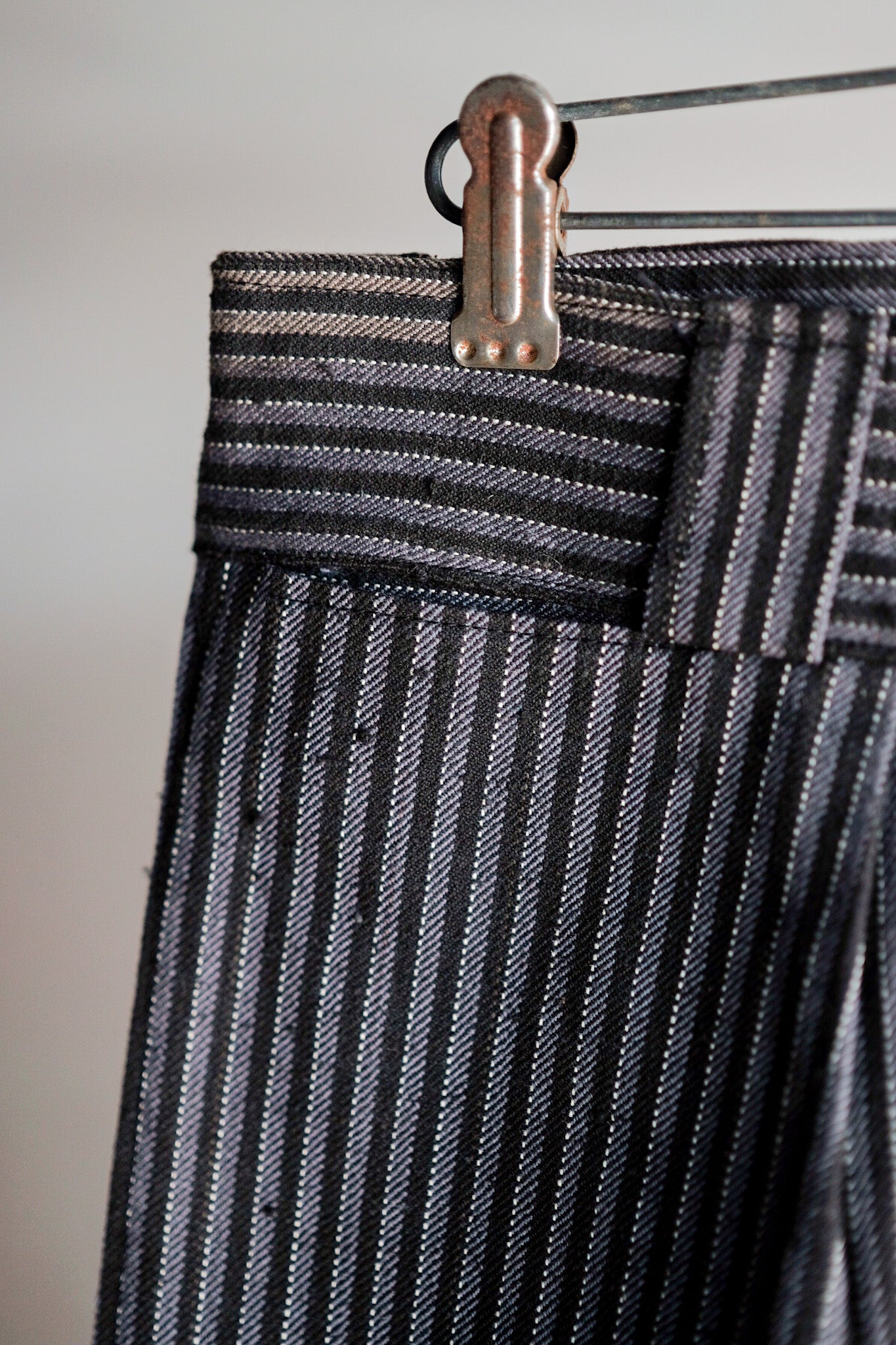 【~40's】French Vintage Cotton Striped Work Pants "Dead Stock"