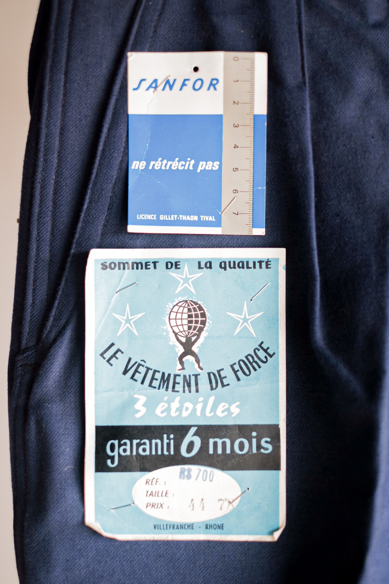 【~40's】French Vintage Blue Cotton Twill Work Pants "Dead Stock"