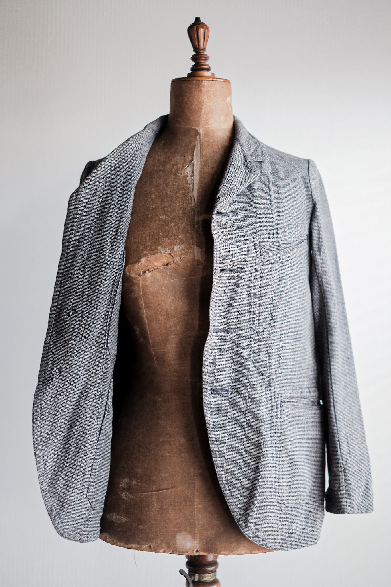 【~30's】French Vintage Cotton Checked Sack Jacket