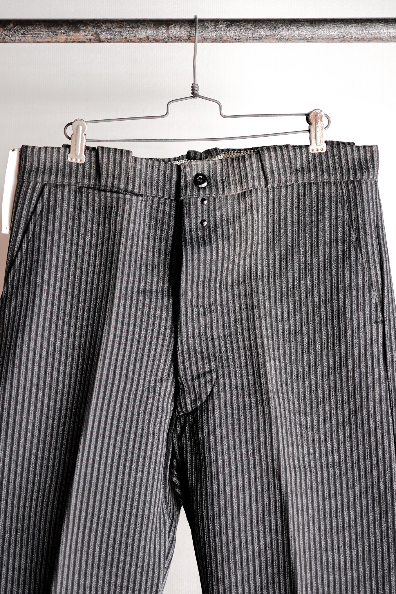 【~50's】French Vintage Cotton Striped Work Pants "Dead Stock"