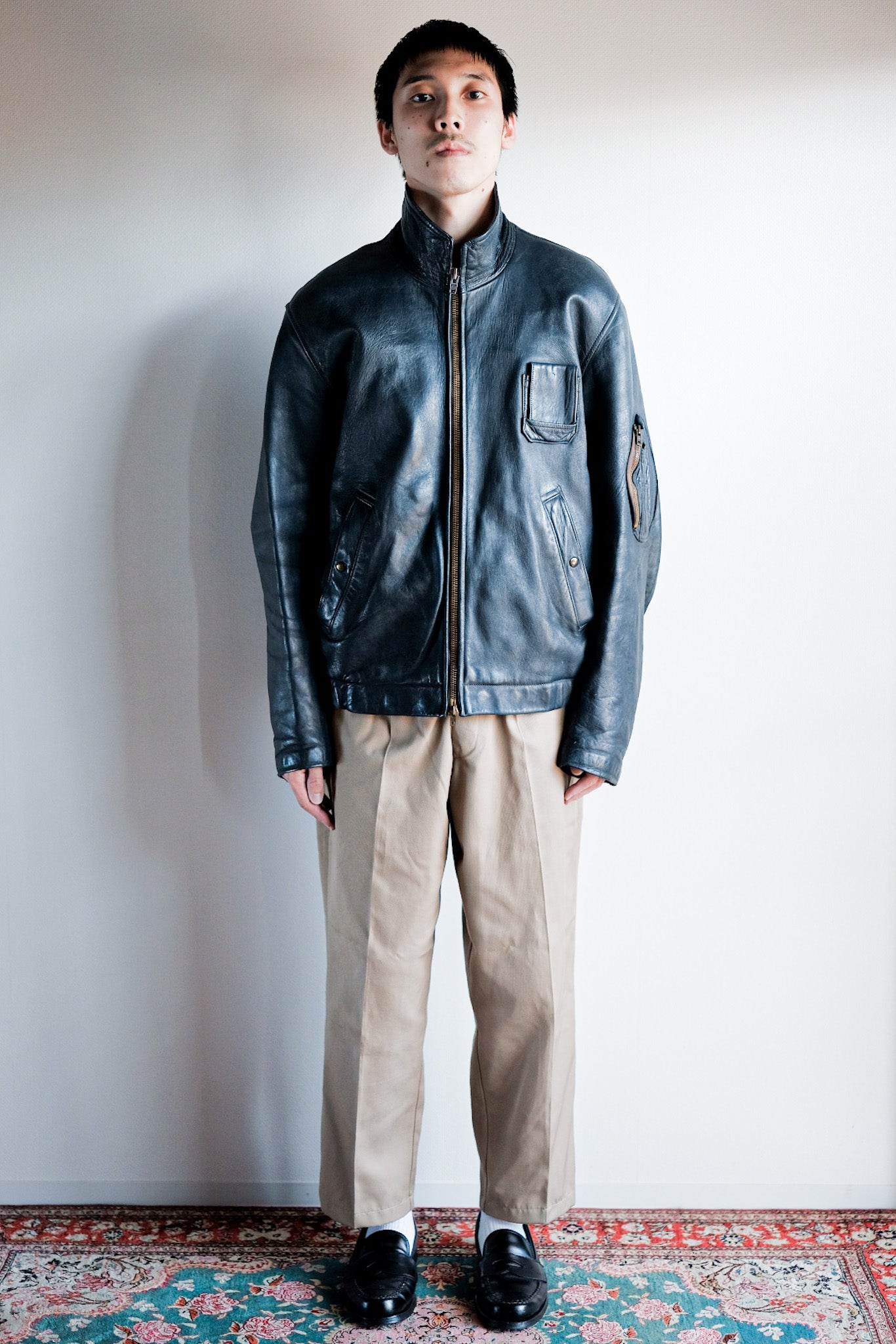 【~70's】French Air Force Pilot Leather Jacket