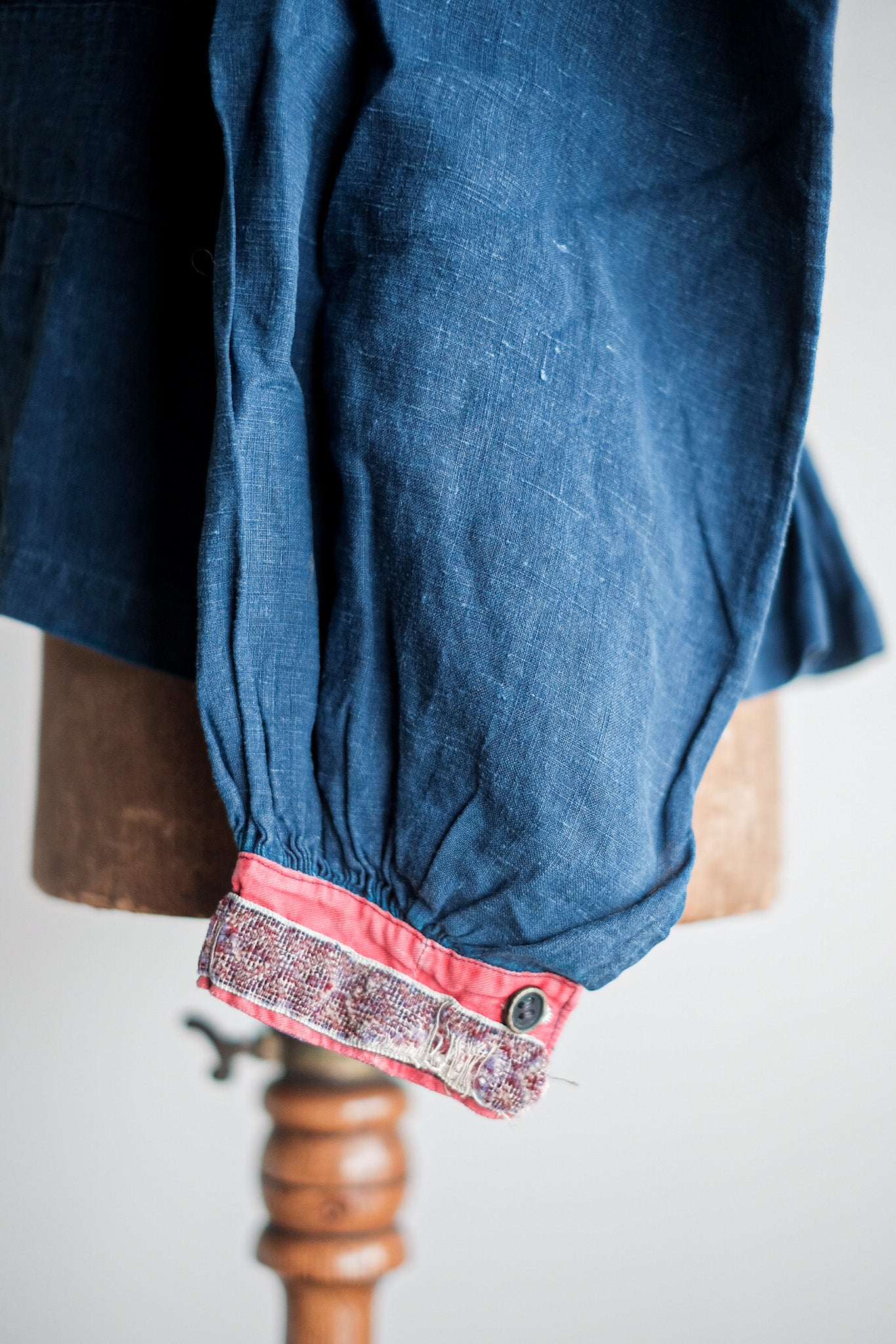 【Late 19th C】French Antique Indigo Linen Fireman Bourgeron Jacket