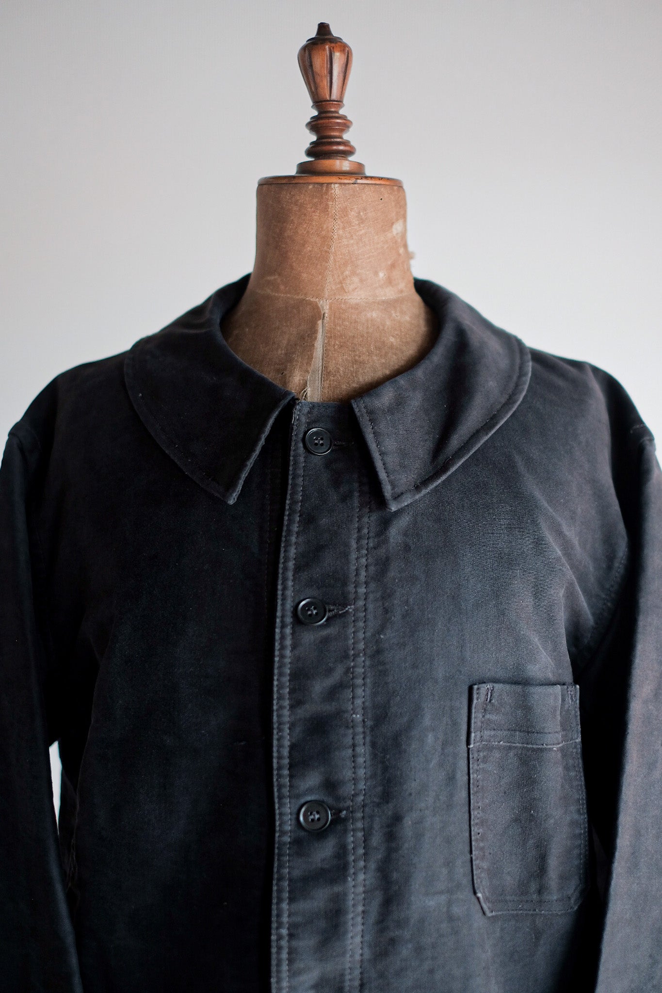 【~50's】French Vintage Black Moleskin Work Jacket