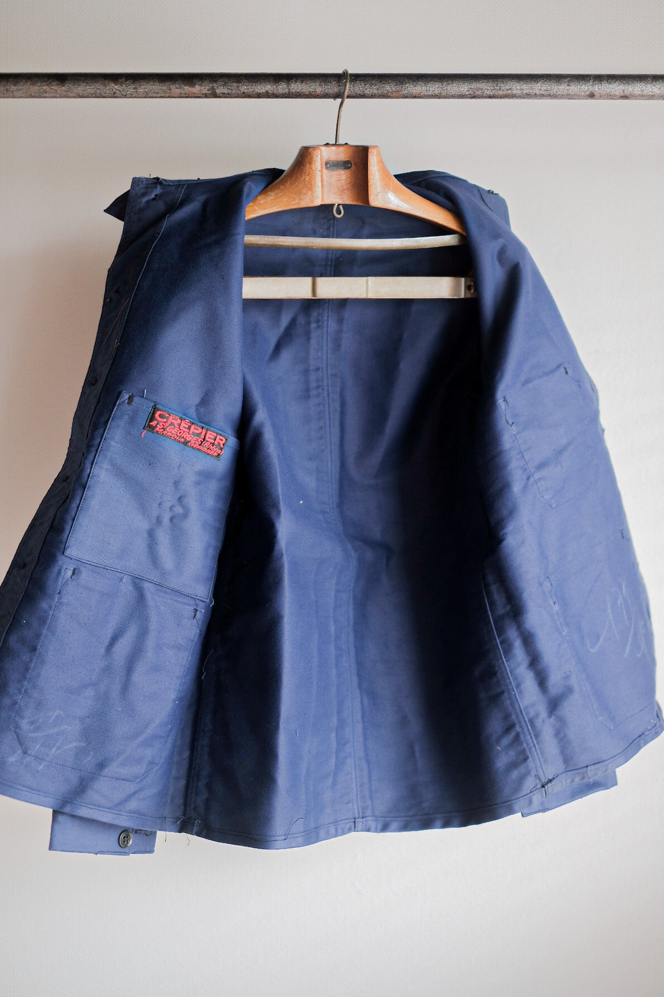 【~40's】French Vintage Blue Moleskin Work Jacket "Dead Stock"