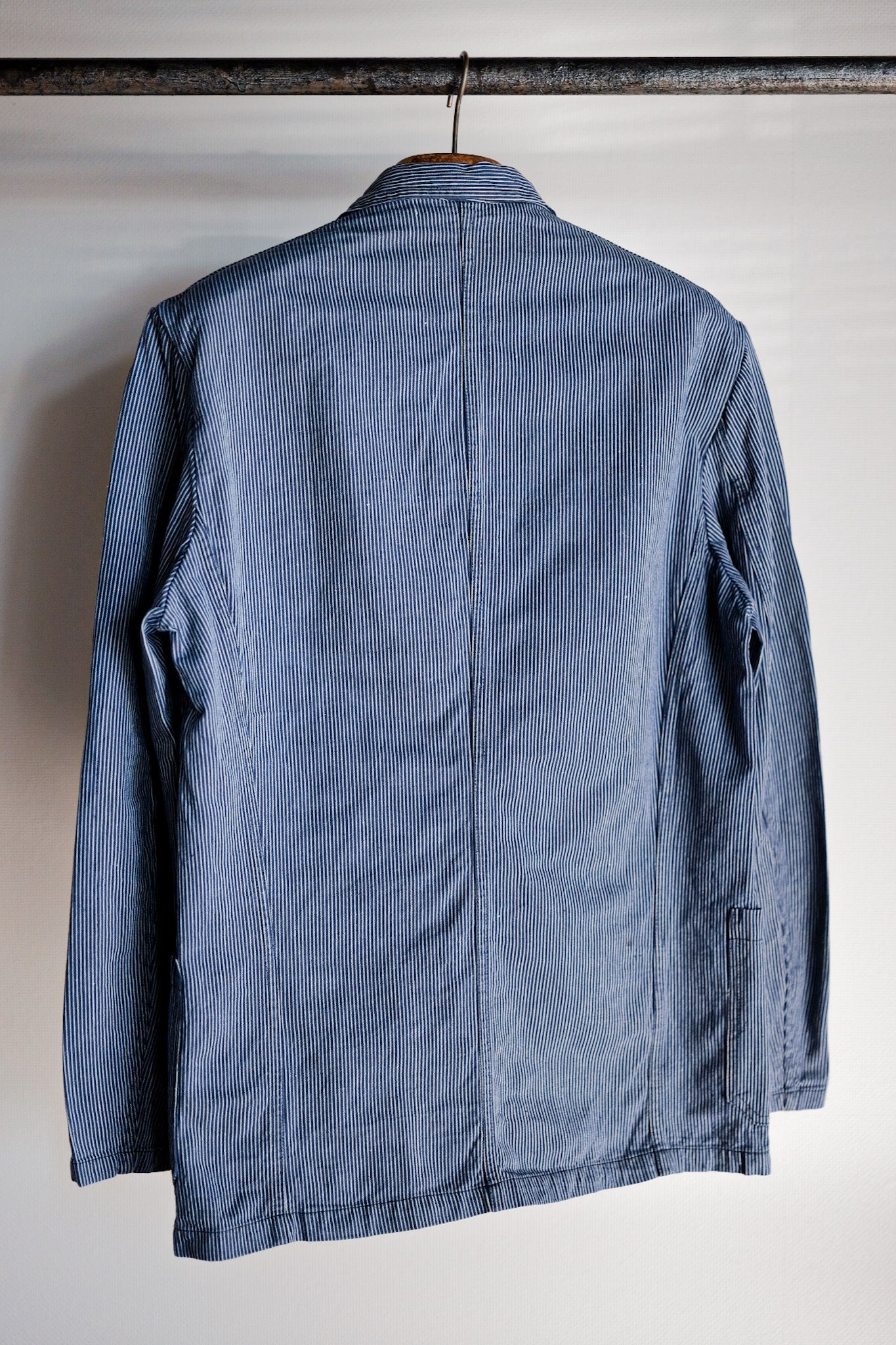 【~60's】French Vintage Cotton Striped Work Jacket "AU MOLINEL"