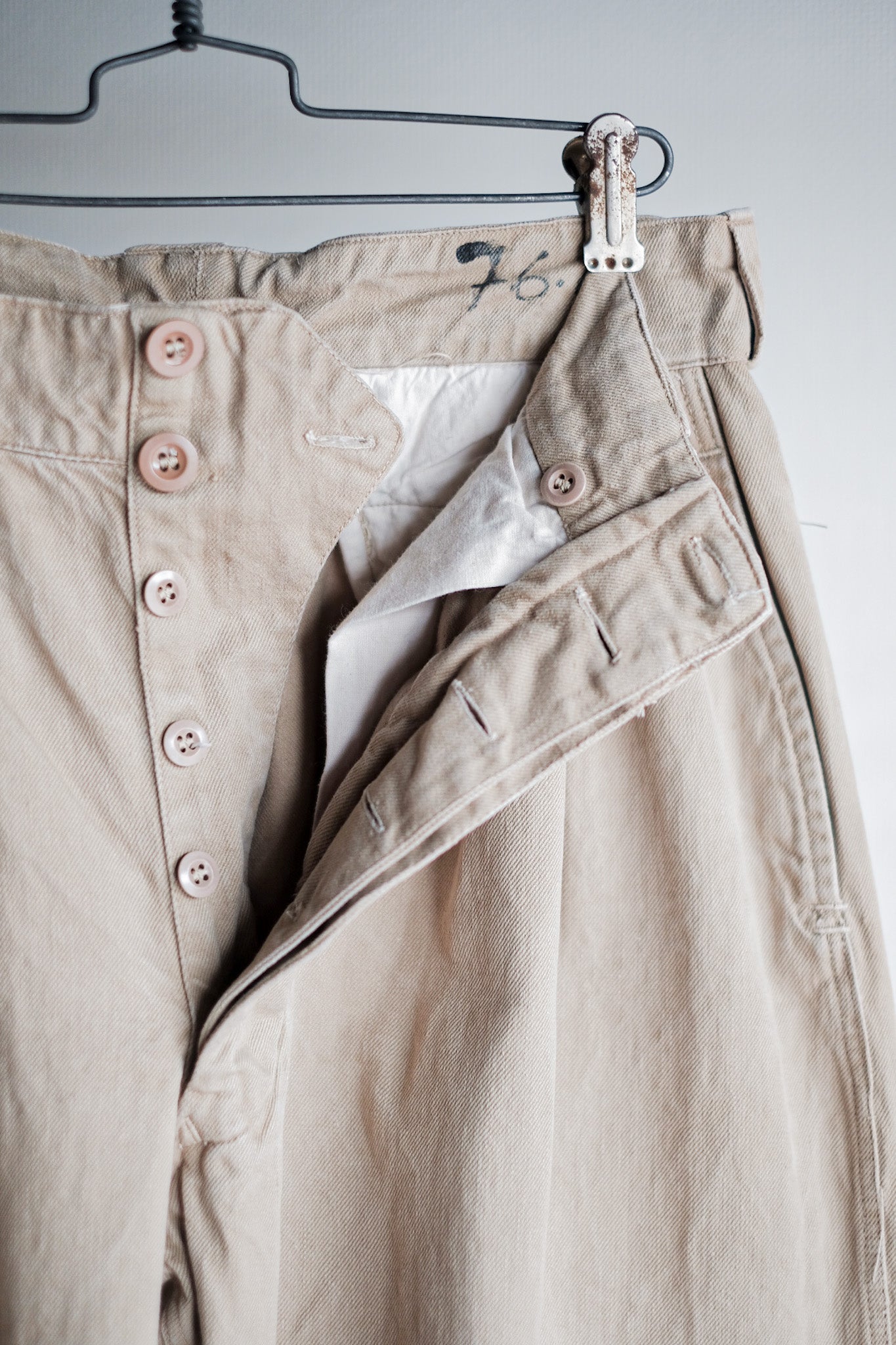 【~50's】French Army M52 Chino Trousers Size.76C "Indochina Model"