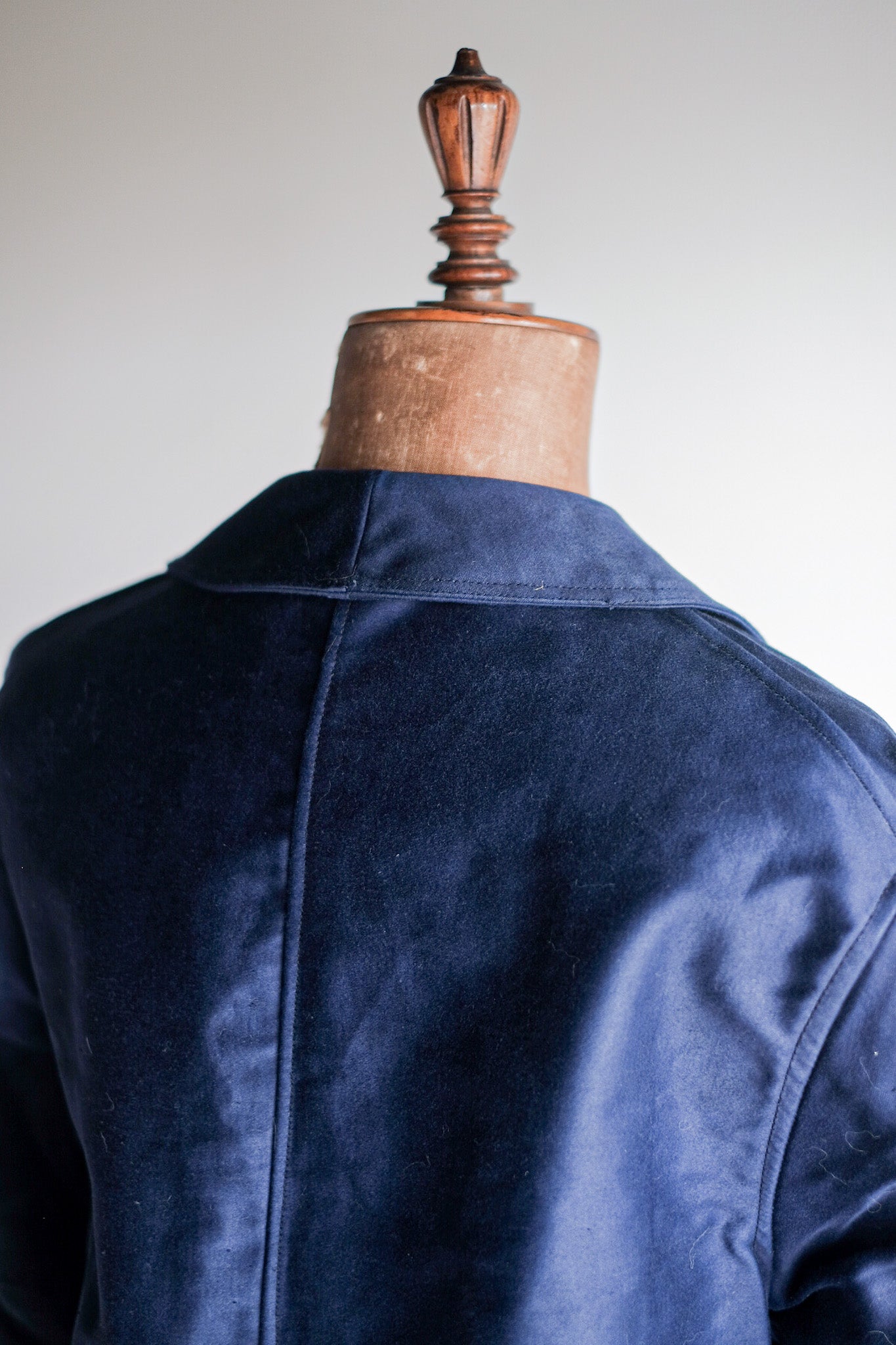 【~40's】French Vintage Blue Moleskin Work Jacket "Le Mont St. Michel" "Dead Stock"