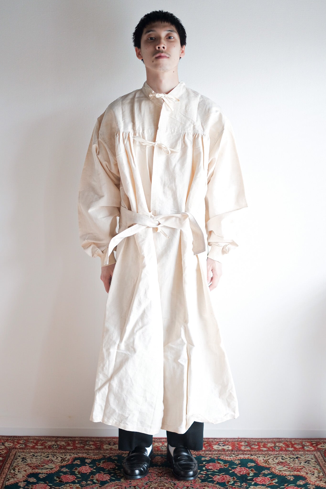 【~50's】French Army Surgeon Linen Coat Hospital Military "Dead Stock"