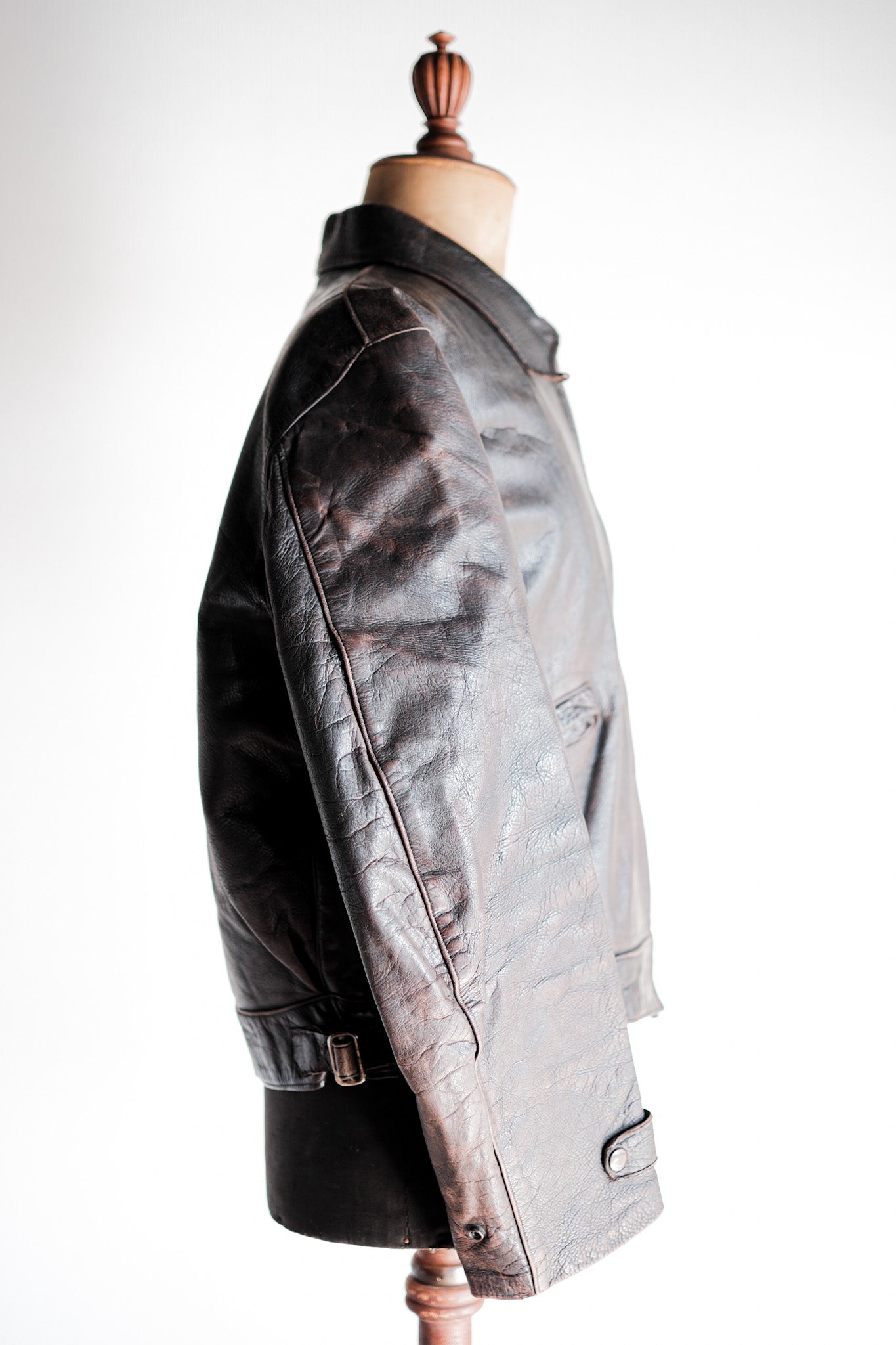【~40's】Australia Vintage Zip Up Leather Jacket