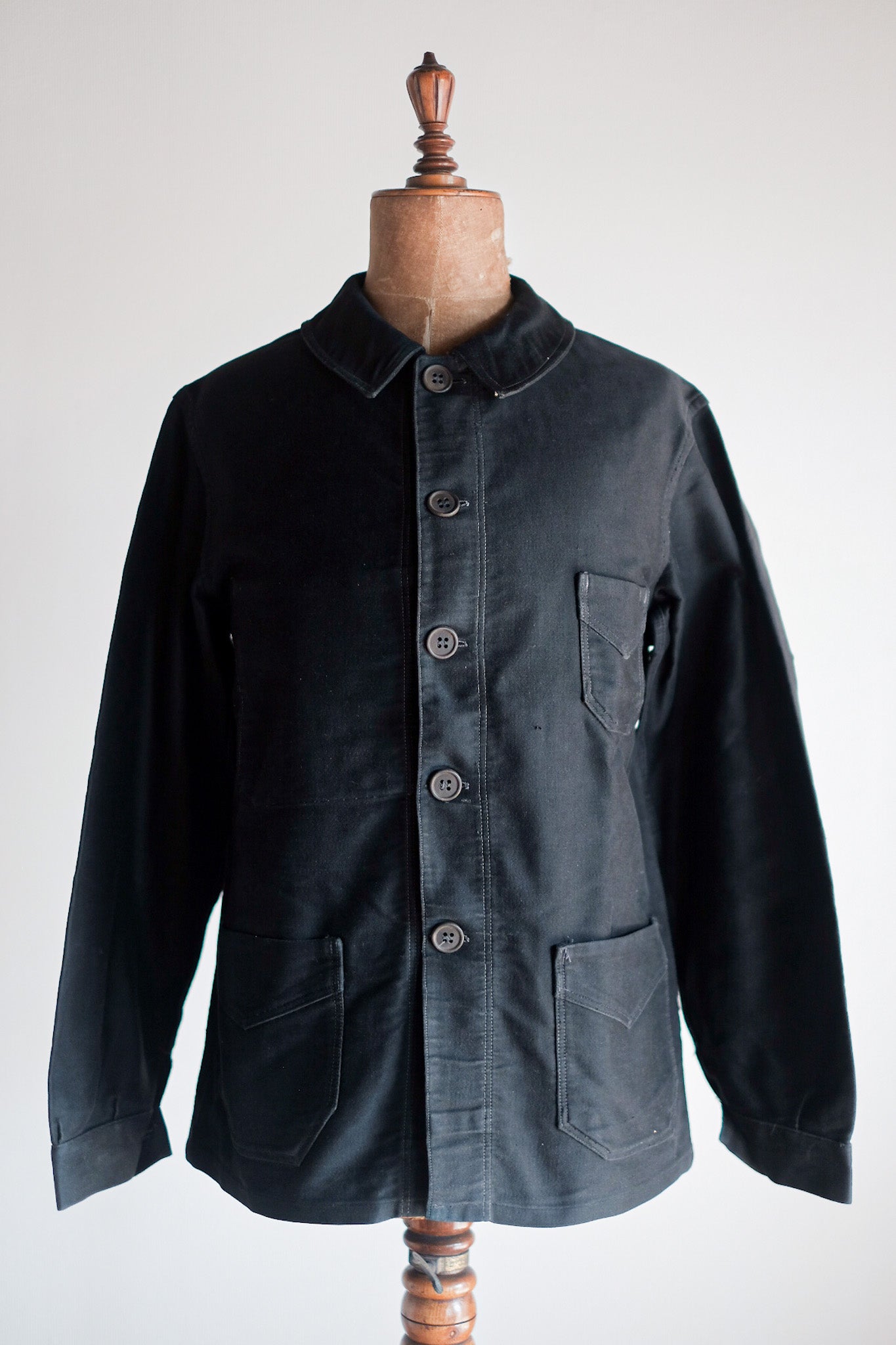 【~30's】French Vintage Black Moleskin Work Jacket