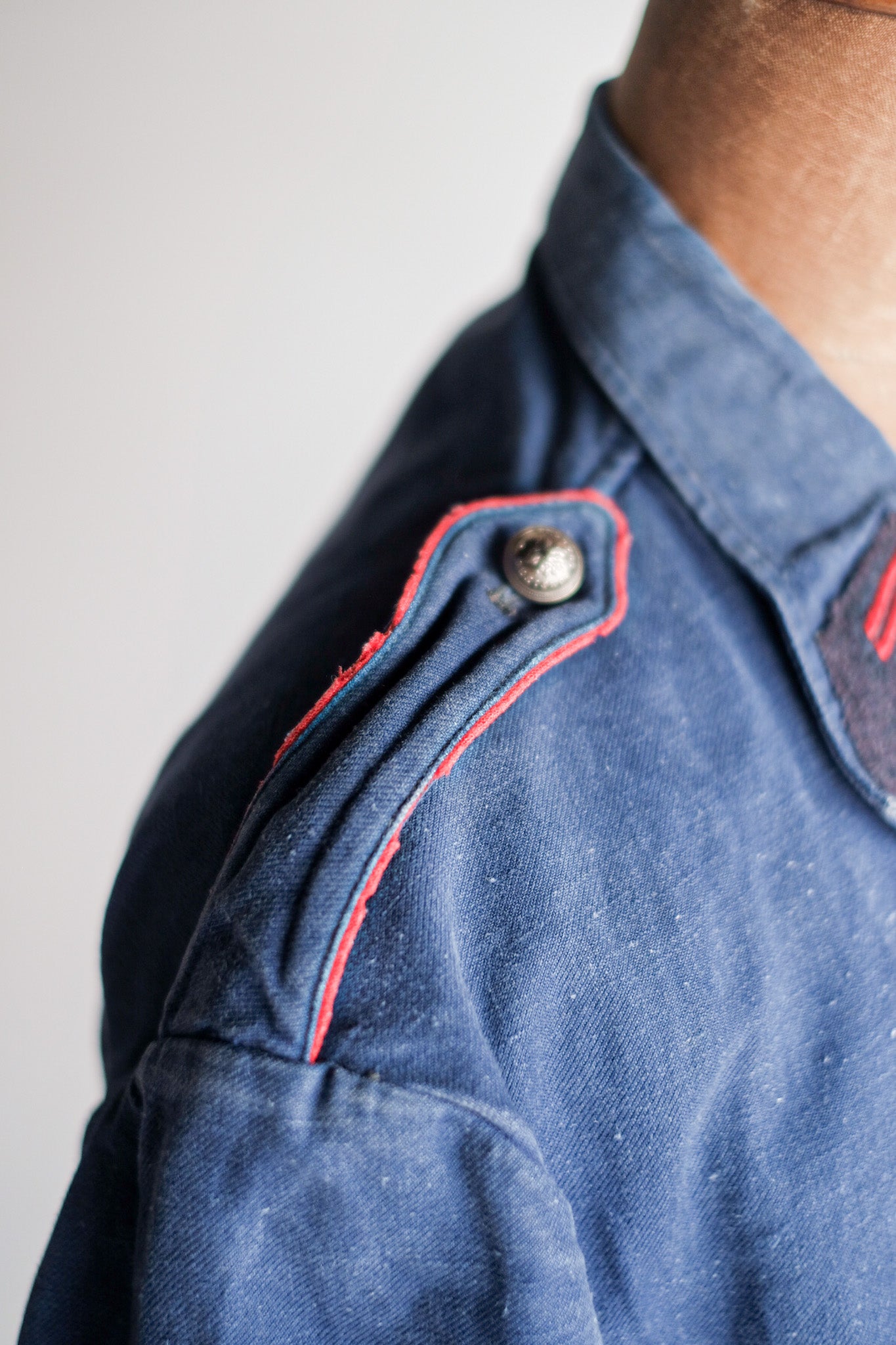 【~40's】French Vintage Indigo Metis Fireman Lapel Jacket